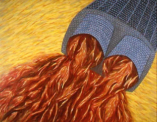 Acrylic, balsa wood, ragboard on masonite. 36 x 46" 1986.