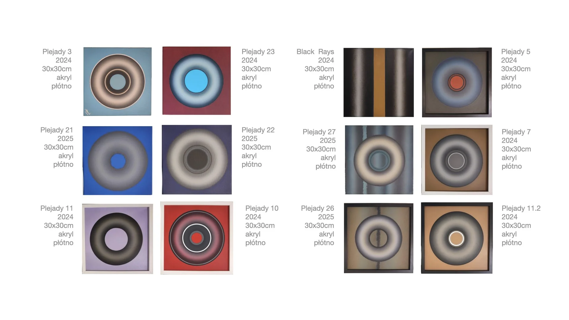 Plejady - selection of works | acrylic on fibreboard  30x30cm | 2024-2026, Michal Jancik | availability status  on request