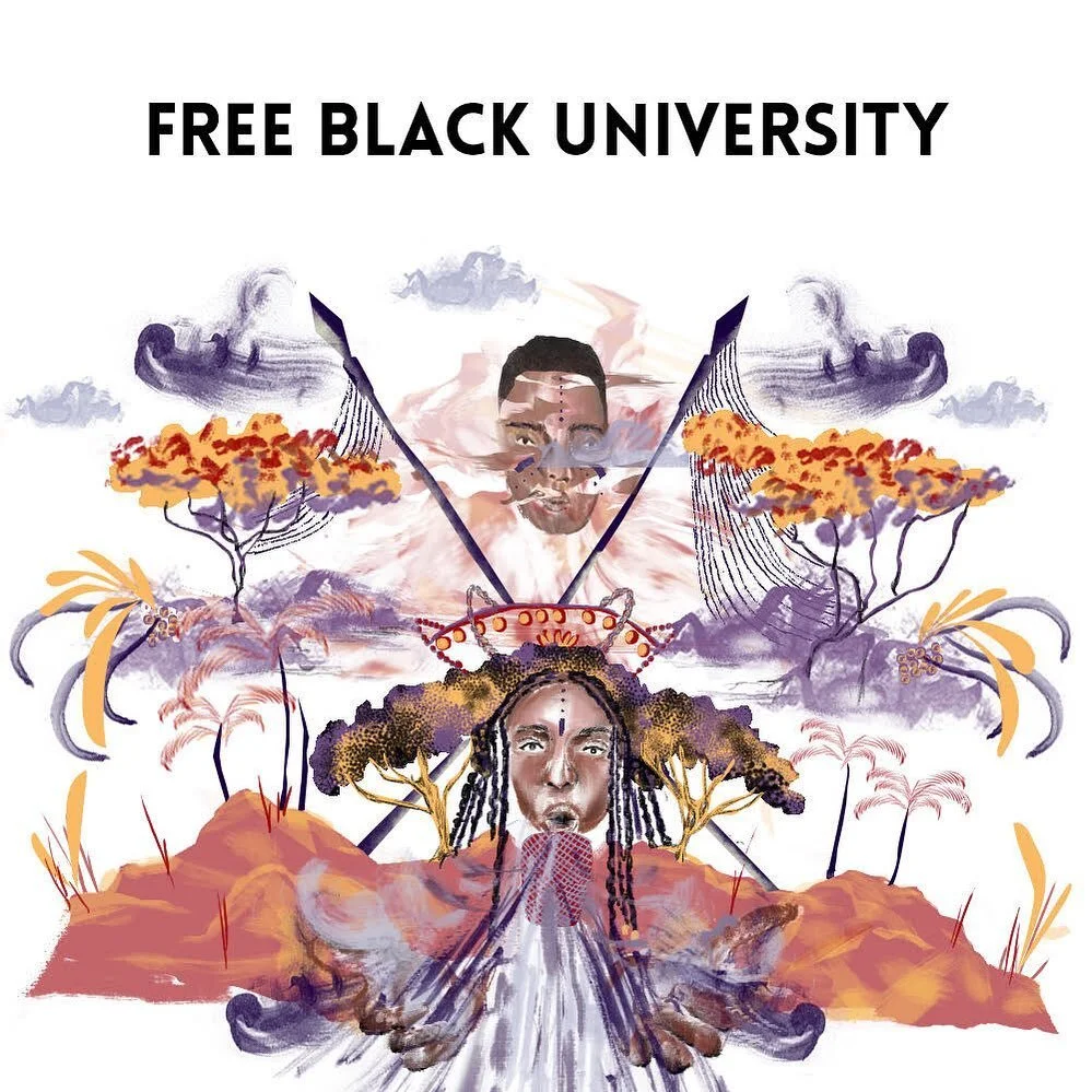 We are very excited to share the artwork that Tomekah George created to express what the Free Black Uni means though the medium of illustration. The conceptual piece is inspired by, and depicts; blackness, spirituality, adinkra symbols, and so much m