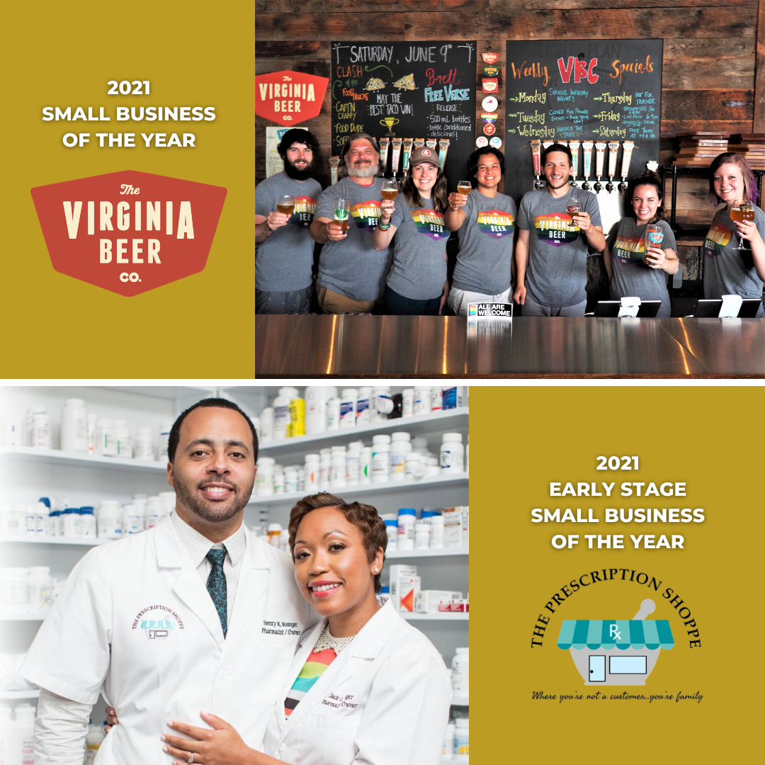 The Virginia Beer Company Selected for 2021 Small Business of the Year; The Prescription Shoppe Selected for 2021 Early Stage Small Business of the Year