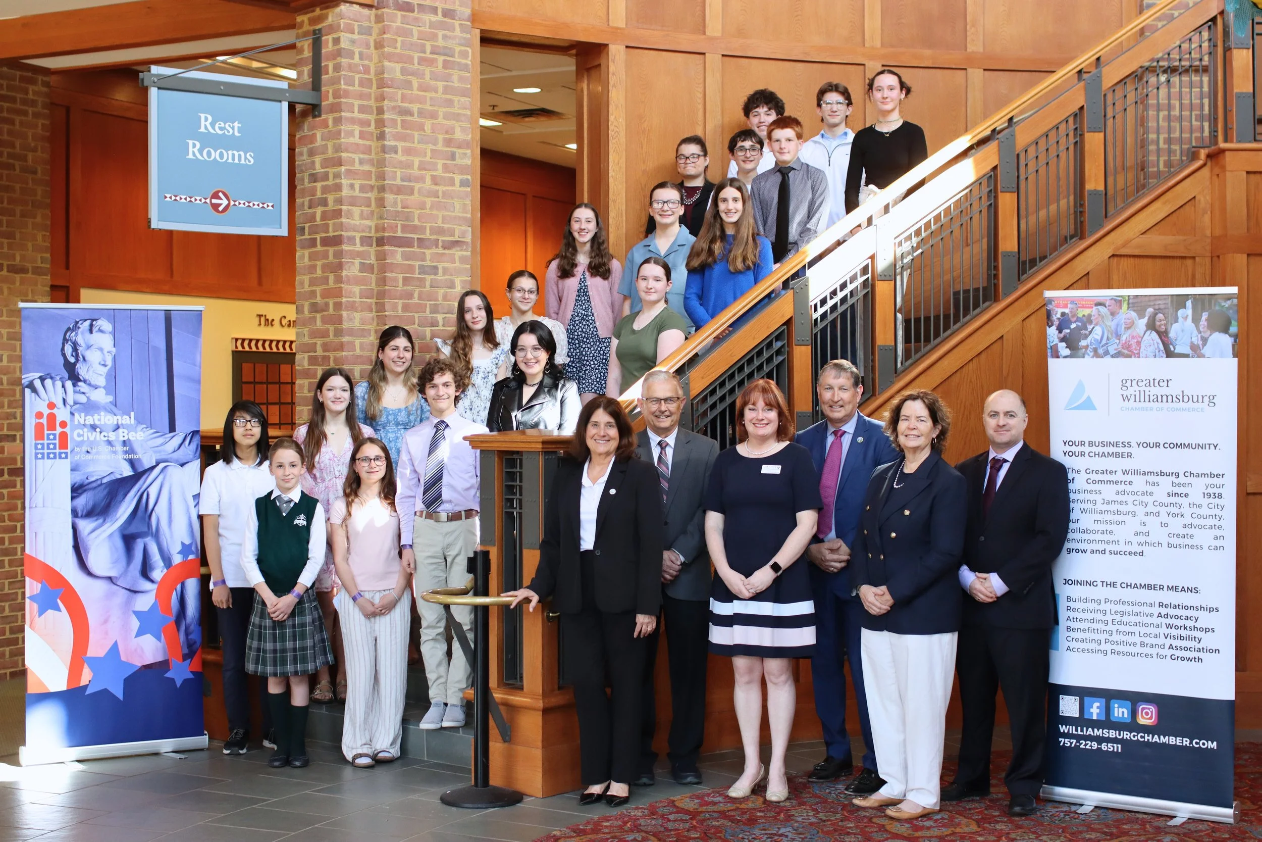 20 Students Competed in Greater Williamsburg in the National Civics Bee, Presented by the Jamestown-Yorktown Foundation.
