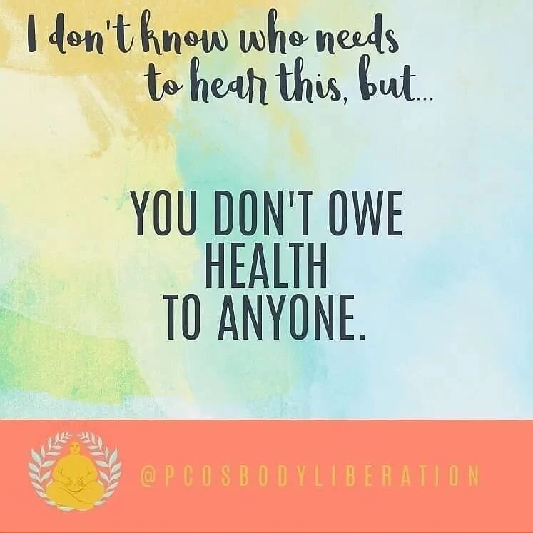 I don't know who needs to hear this, but none of us owe health to anyone. ⁣🎤🎤🎤
⁣
What do I mean? ⁣
⁣
I mean that we are each responsible for our own bodies, and that means that we get to decide how we want to live and what we prioritize in life. ⁣