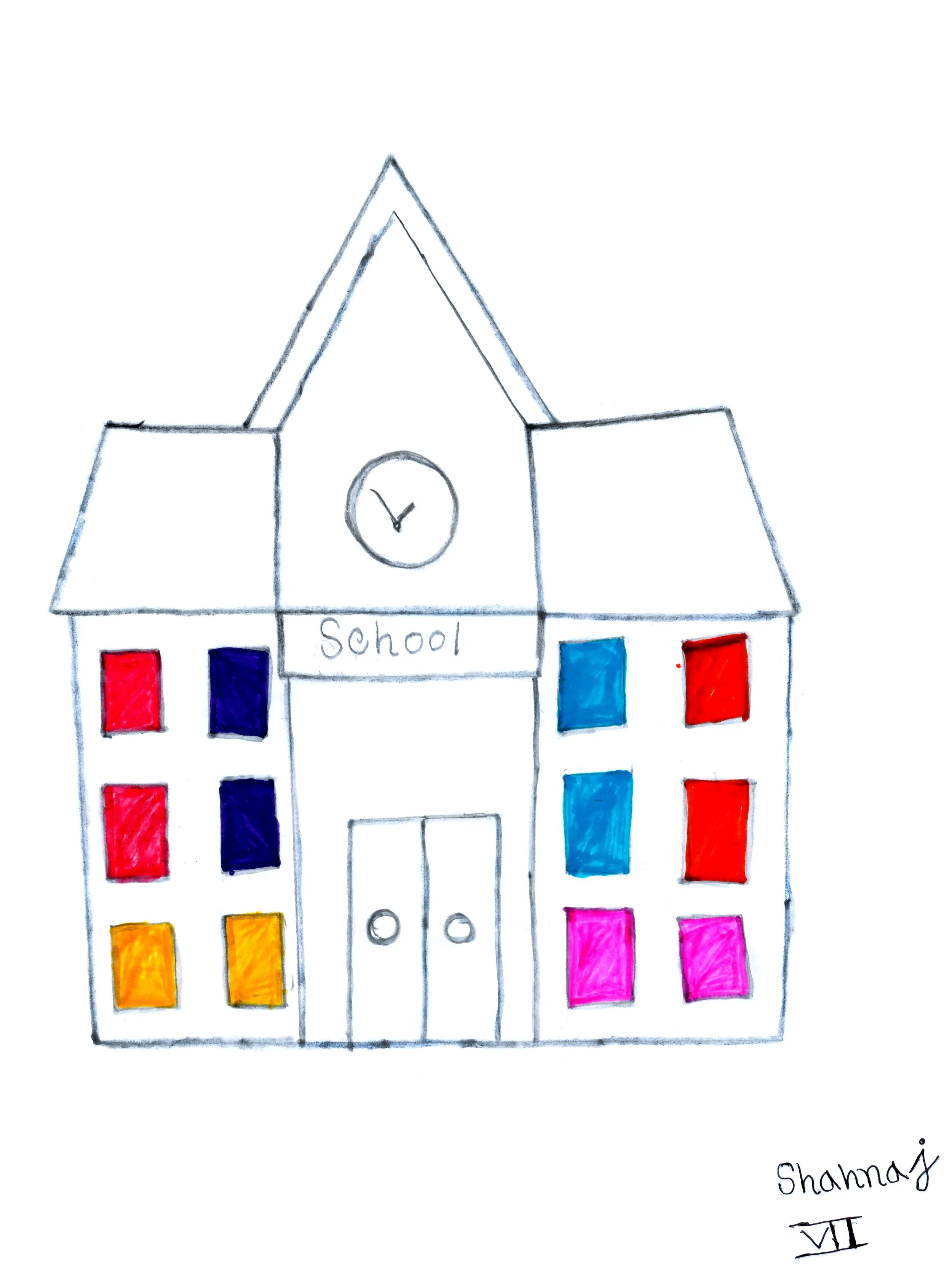 Kinder malen die Schule