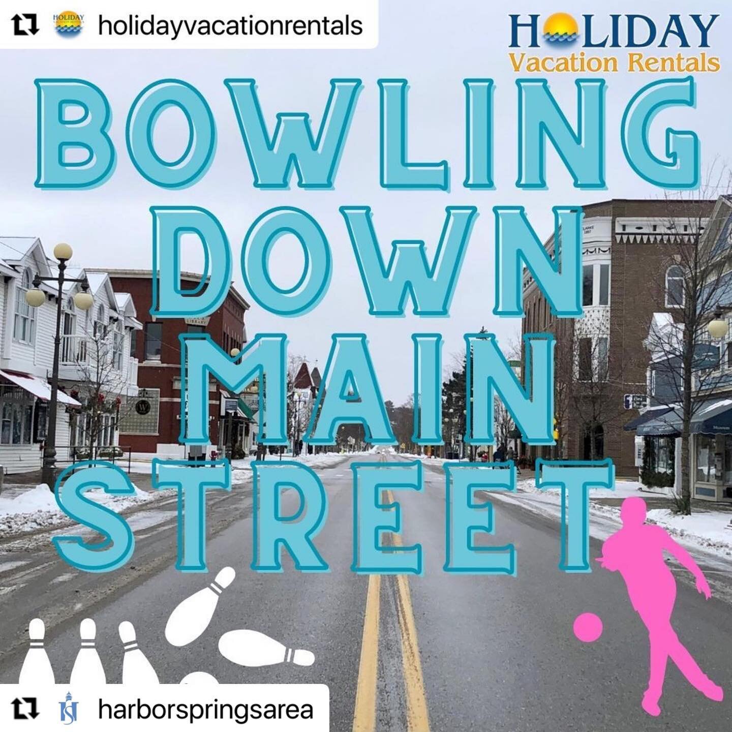 Are you ready for Bowling Down Main Street?? Save the date--April 1! (Not a joke!)

 #HarborSprings #bowling #PetoskeyArea #CrossVillage #vacationrental #vacationrentalhomes #northernmichigan #mittenlove #greatlakes #nothernmichiganvacation #petoskey
