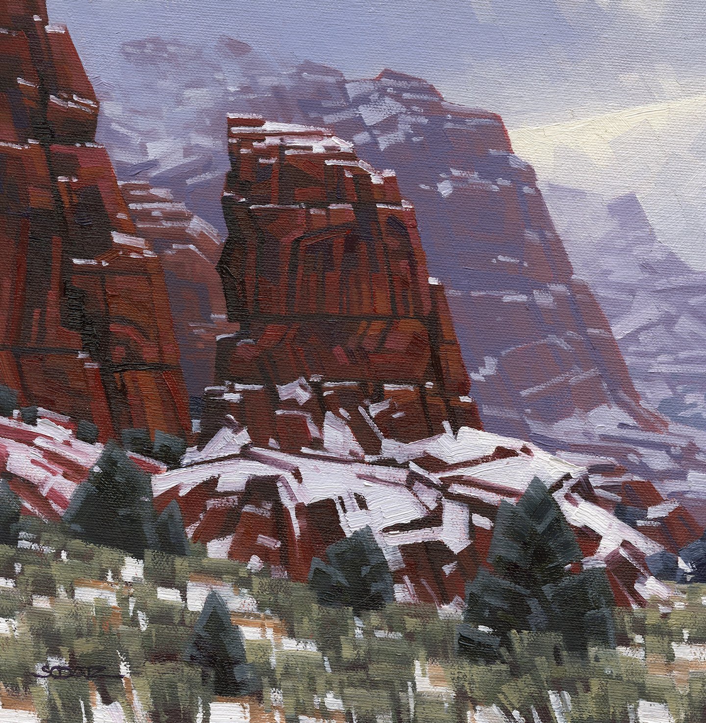 Red Rock Winter - 10 x 10"