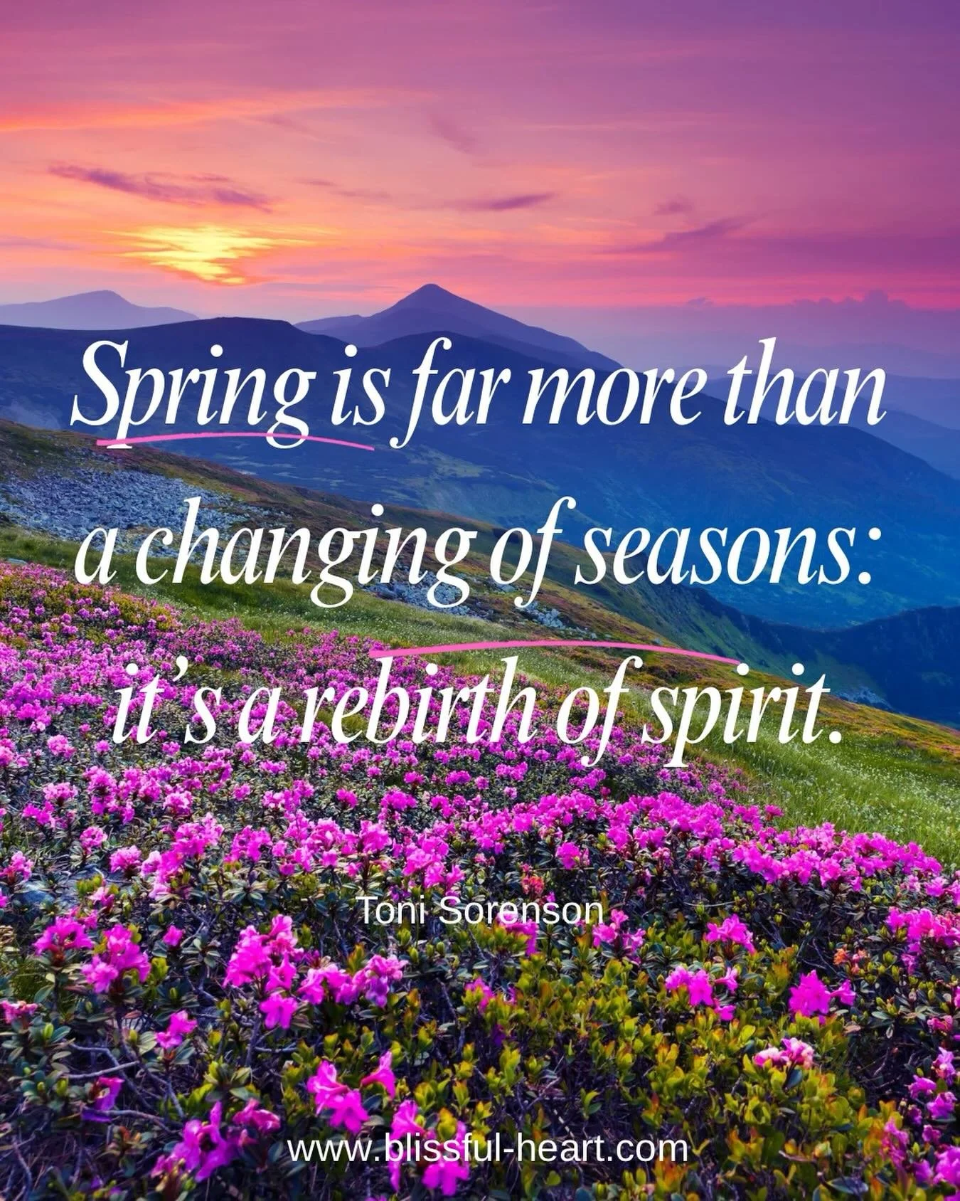 Spring is here, and with it comes a chance to reinvent and grow. As Spring brings a rebirth of spirit, let&rsquo;s welcome new challenges with open hearts and minds.  Stay inspired at www.blissful-heart.com #growth #springrenewal #embracechange