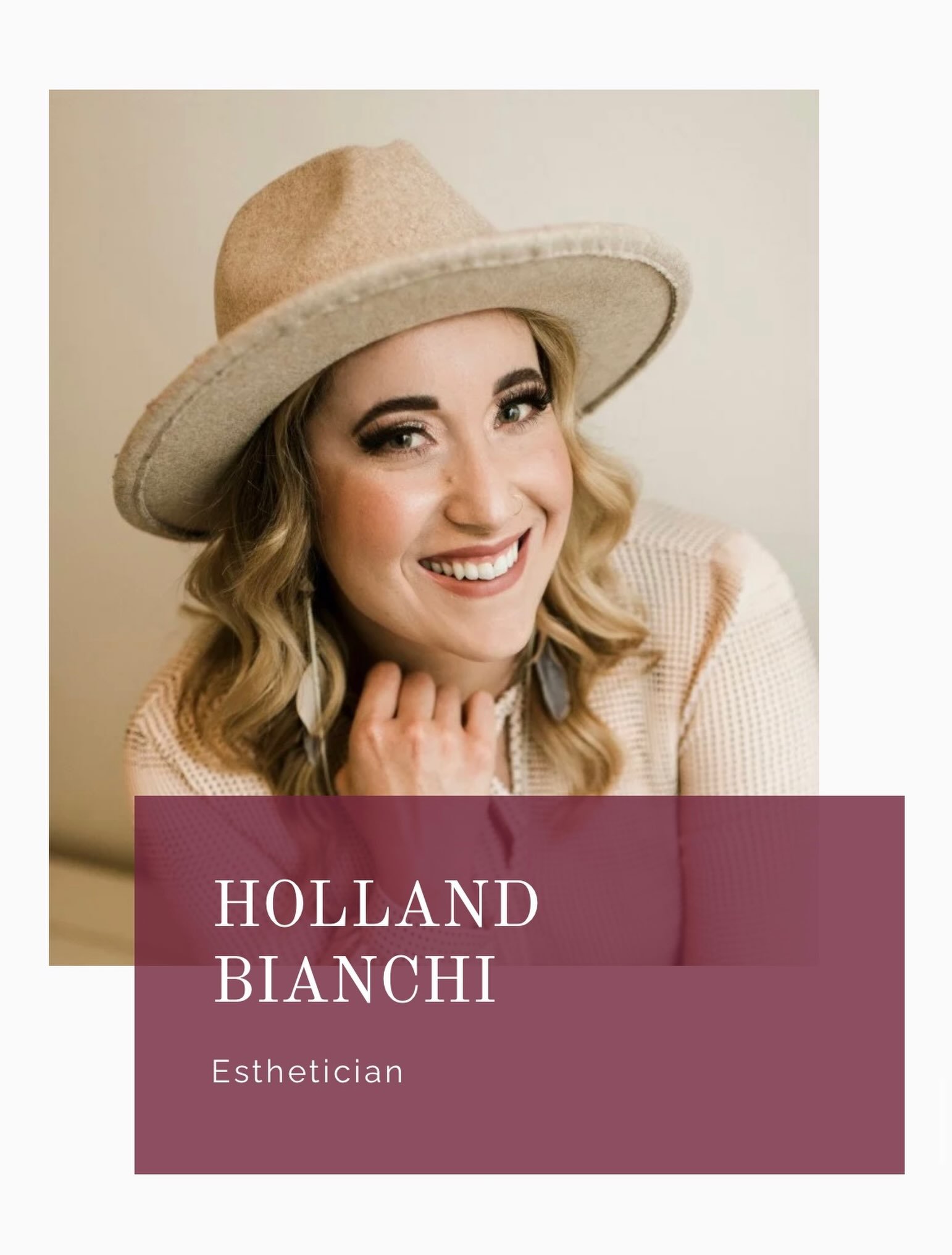 Meet talented esthetician Holland Bianchi! Holland is devoted to meeting each client where they currently are in their skincare journey, providing custom facials, valuable skincare education, home care product recommendations. Her passion is creating