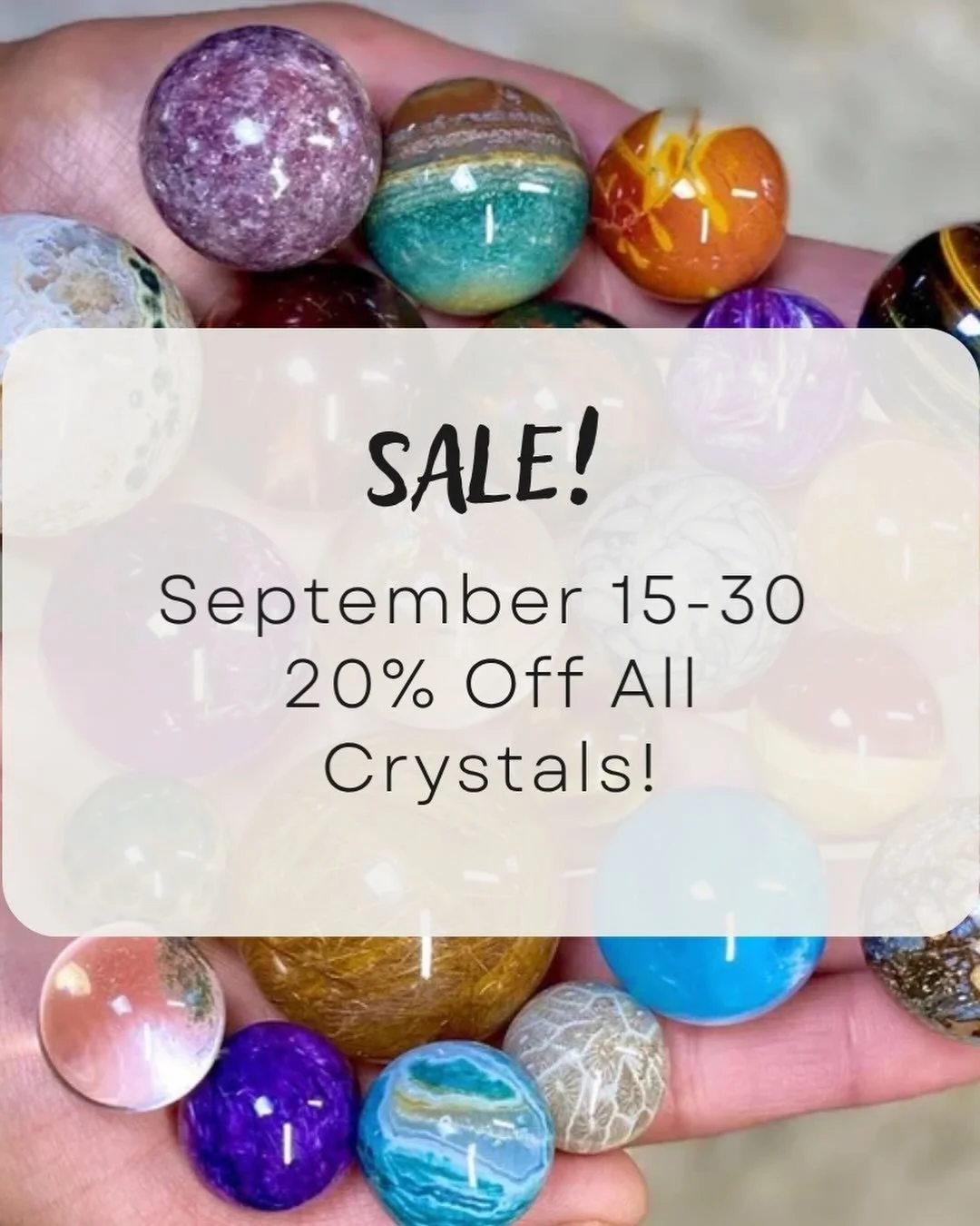 🚨‼️Crystal sale alert! Calling all crystal lovers! We are having a 20% off sale on ALL crystals in our self-service boutique through the end of the month. We recently added to our inventory and have a wide selection of quality crystals. 

#crystals 