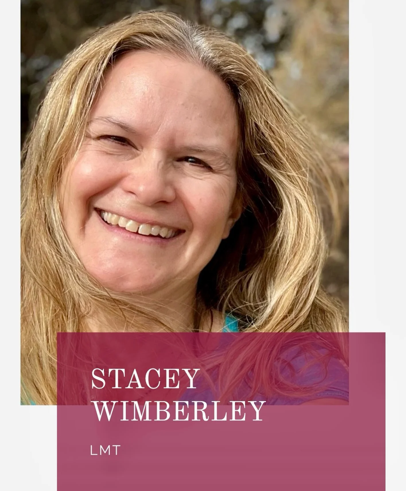 ✨Meet Stacey Wimberley, LMT ✨

Stacey sees every injury as a puzzle &mdash; and after 20+ years of solving them, she still truly loves her work.
Her path started with a B.S. in Kinesiology and a move to Bend, drawn by snowboarding and a love of the m