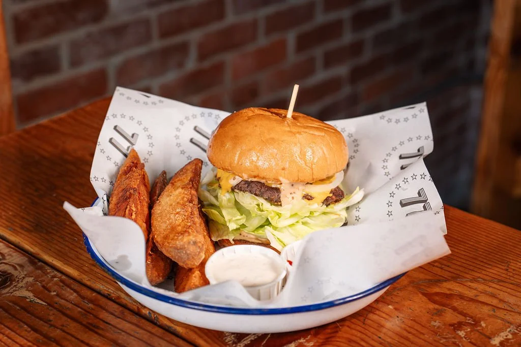 Spirit of 77 Cheeseburger with a side of jojos
