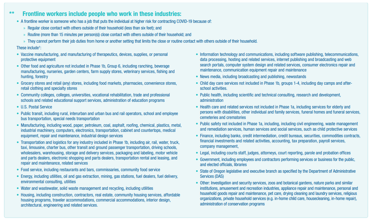 Frontline workers and their families are eligible for vaccine now 
