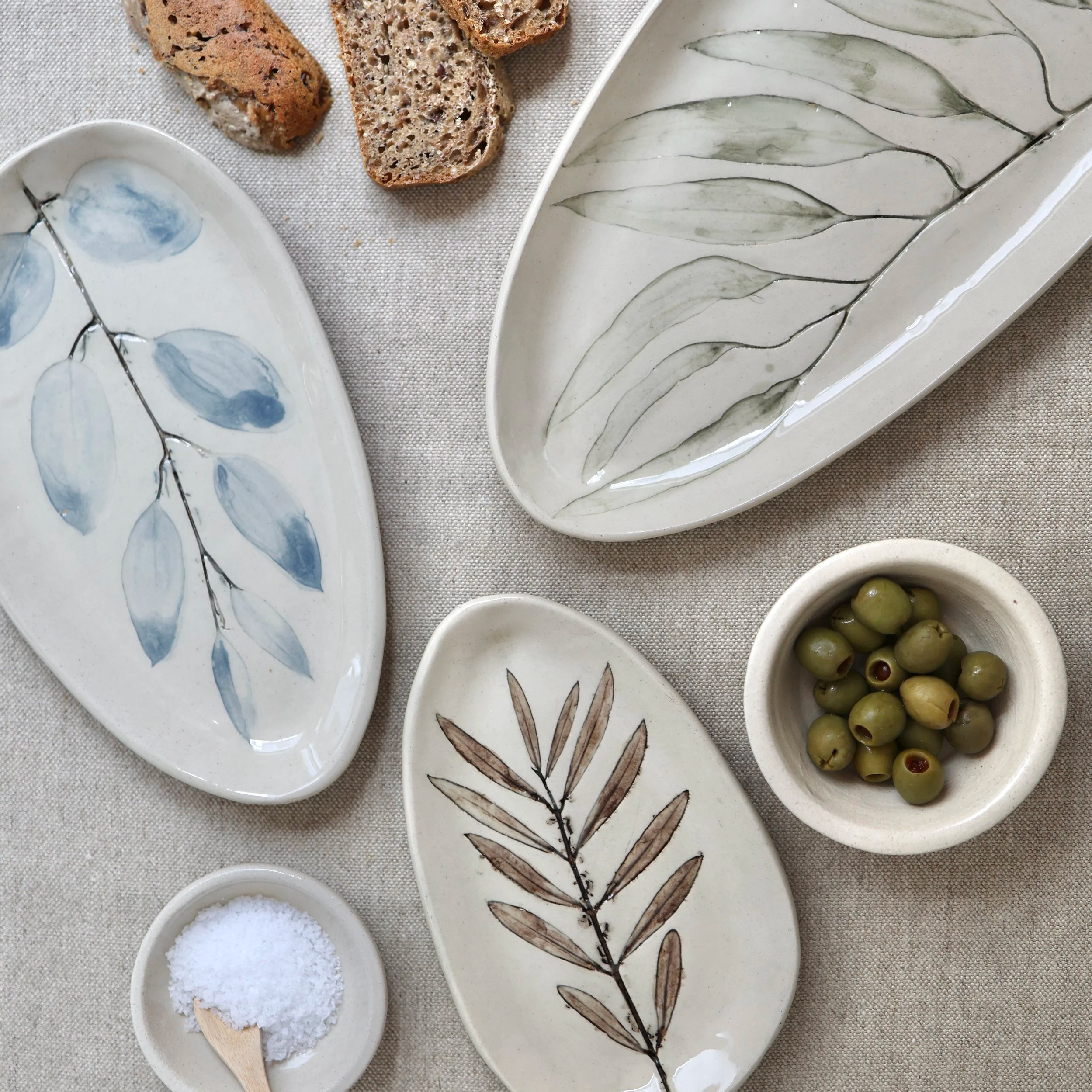 NEW: Botanical Serving Collection (Set of 3 Platters) | Chisel Pottery | Chichester