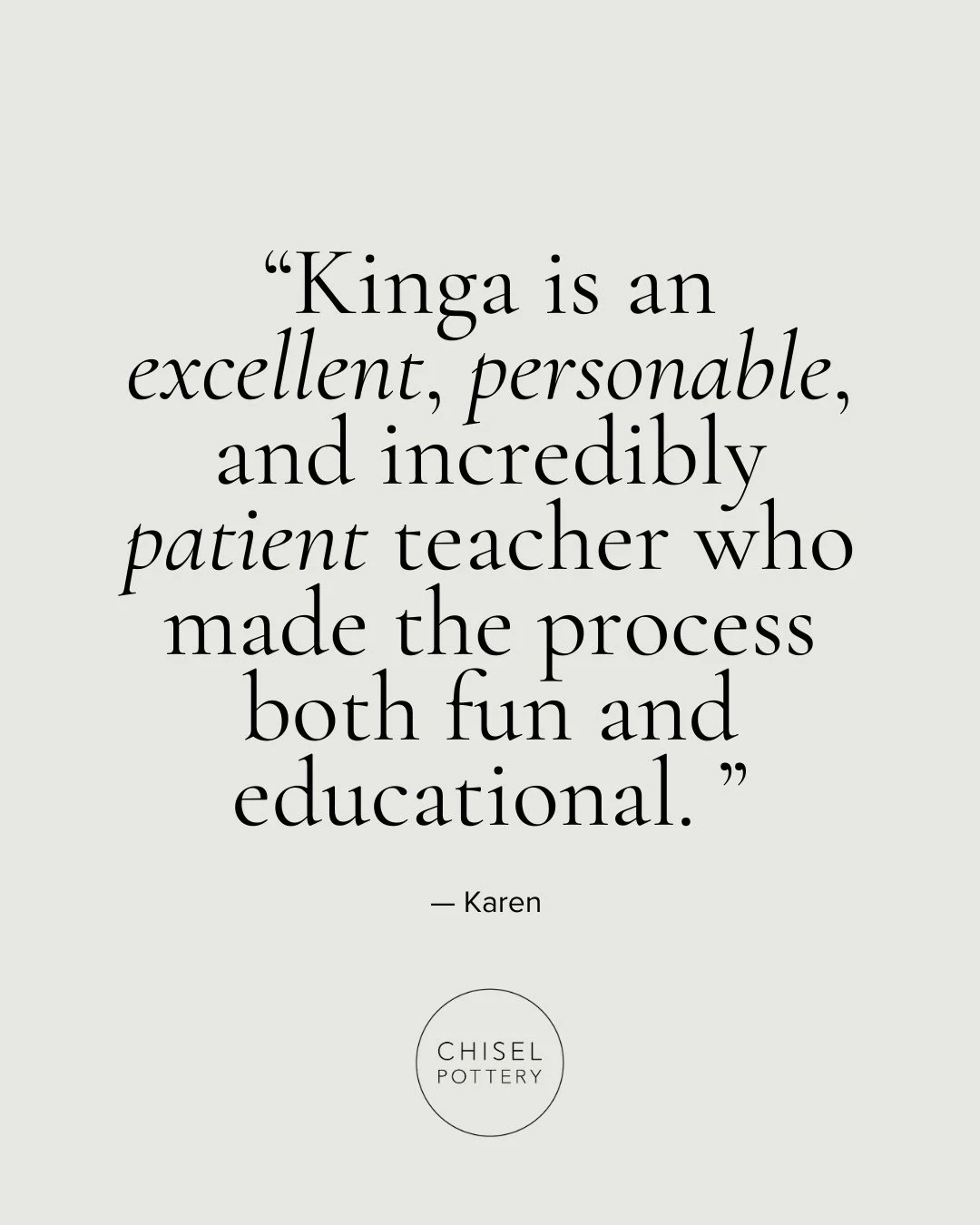 Fun, educational, and oh-so-rewarding!⁠
⁠
Here's what Karen had to say in her recent review:⁠
⁠
&quot;We thoroughly enjoyed the entire pottery experience! Kinga is an excellent, personable, and incredibly patient teacher who made the process both fun
