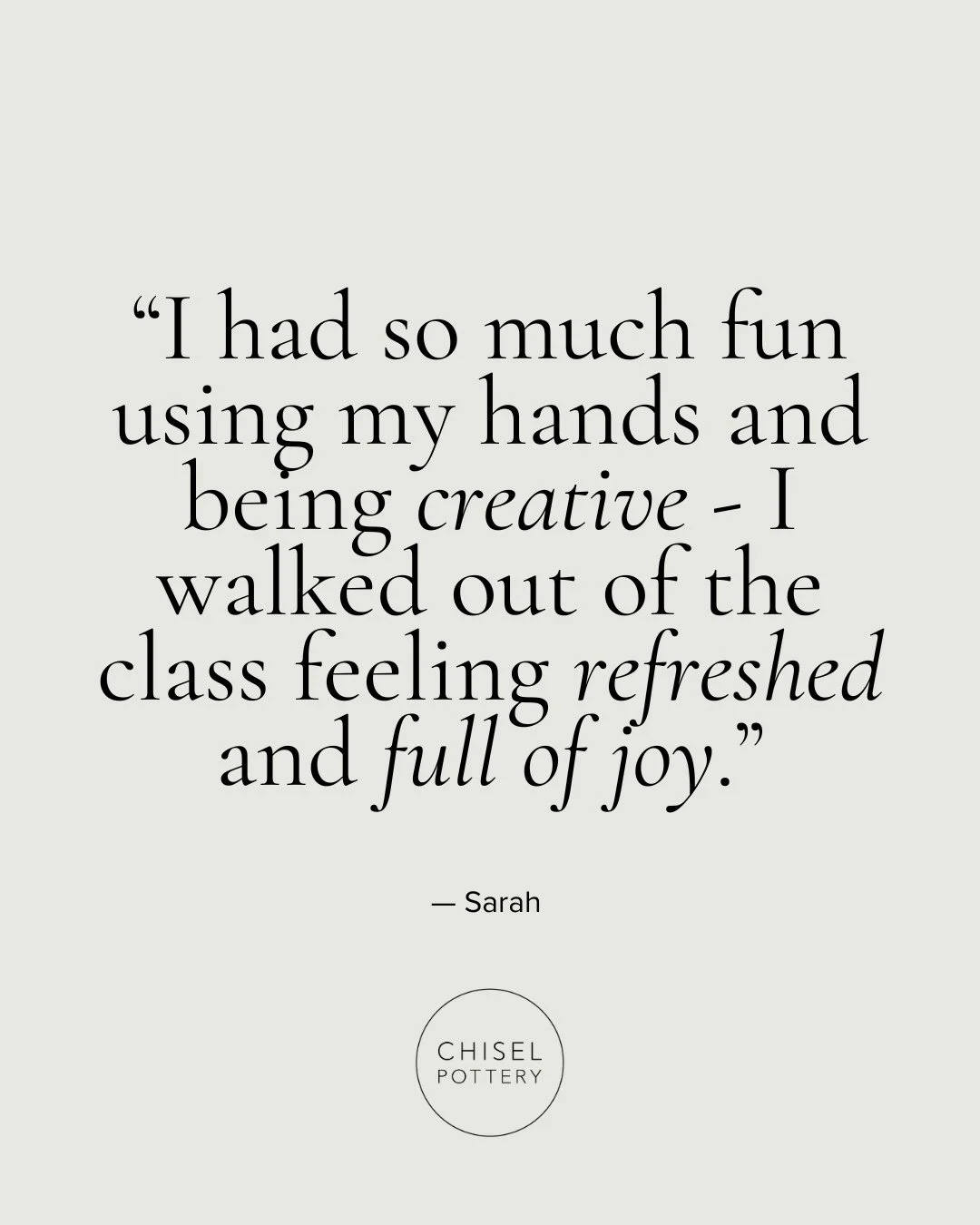 &ldquo;I walked out of the class feeling refreshed and full of joy.&rdquo; ✨⁠
⁠
There&rsquo;s a reason pottery is so often linked with wellbeing - the simple act of working with your hands, slowing down, and letting creativity flow can be incredibly 
