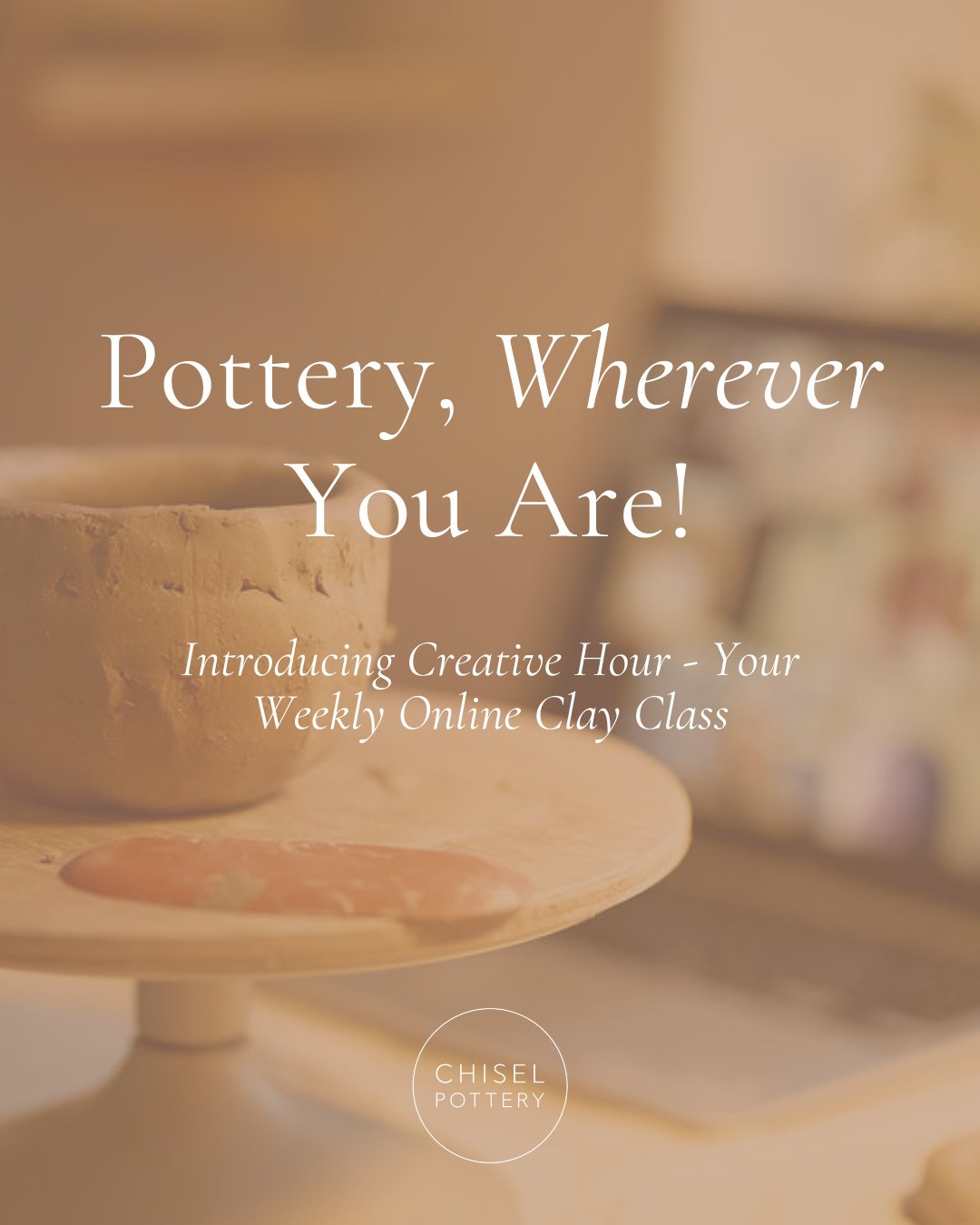 Pottery, Wherever You Are 🌍💛⁠
⁠
Introducing Creative Hour - our brand new weekly online clay class, designed to help you unwind, get creative, and make something beautiful... from the comfort of your home.⁠
⁠
Join Kinga live on Zoom every Wednesday
