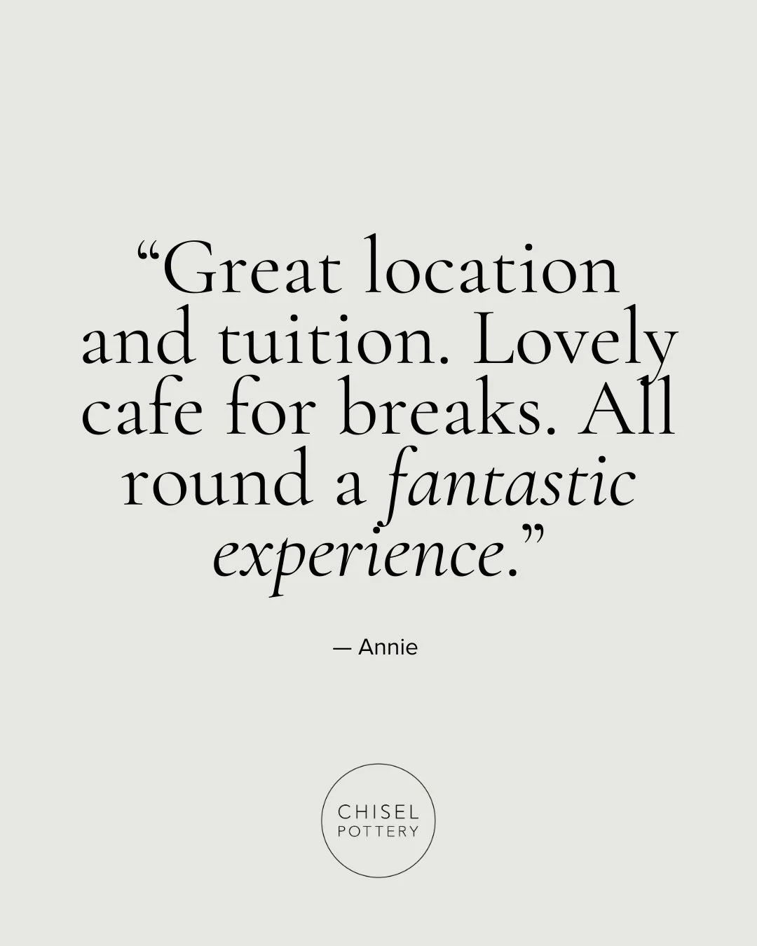 Nothing makes us happier than hearing feedback like this 💛⁠
⁠
From the moment you arrive, we want your time at Chisel Pottery to feel relaxed, welcoming and inspiring - a place where you can slow down, get your hands in clay, and enjoy the whole exp