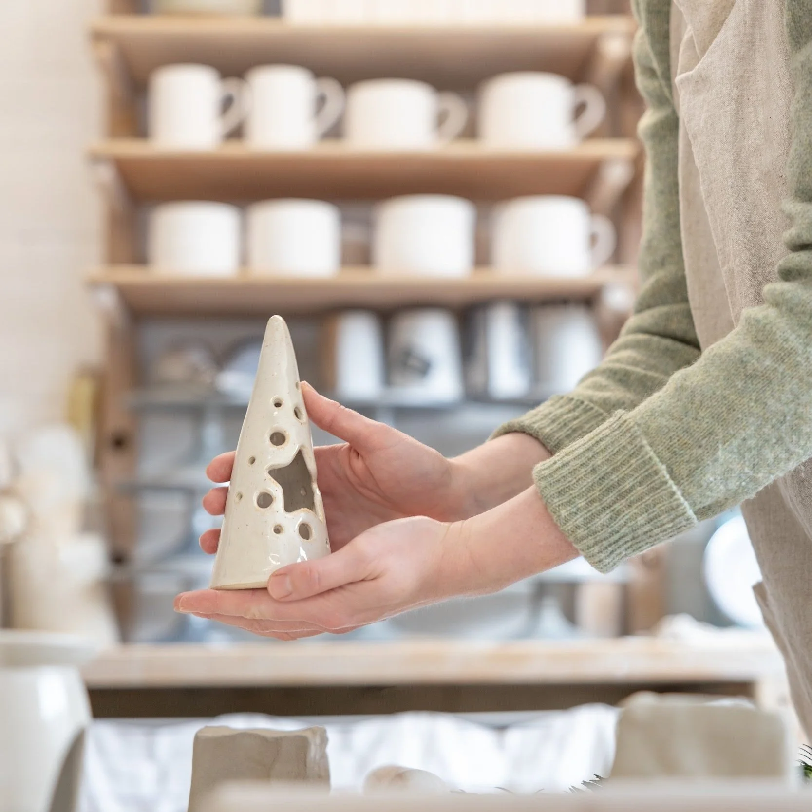Christmas Tree Tealight Holder / Ceramic Luminary Workshop (Chichester Studio)