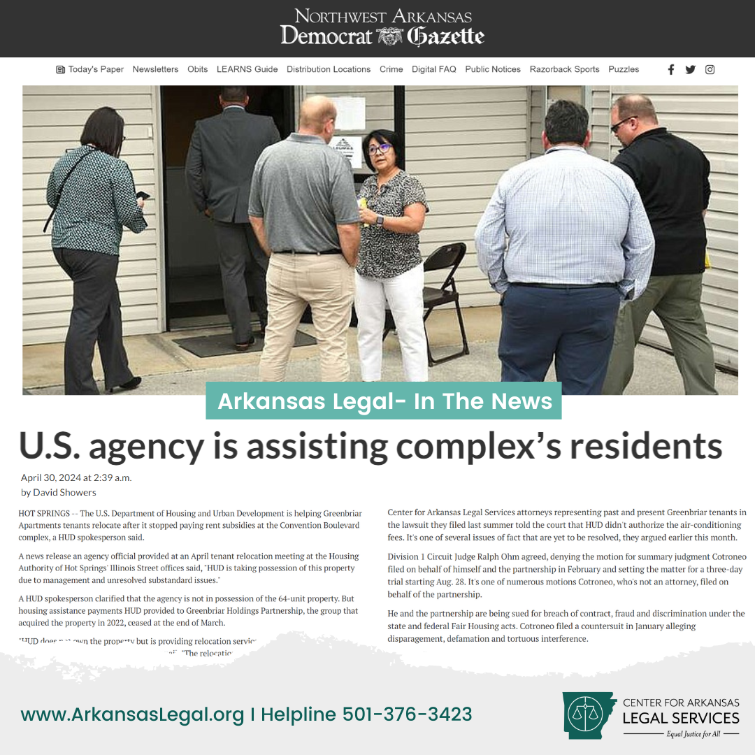 U.S. agency is assisting complex’s residents