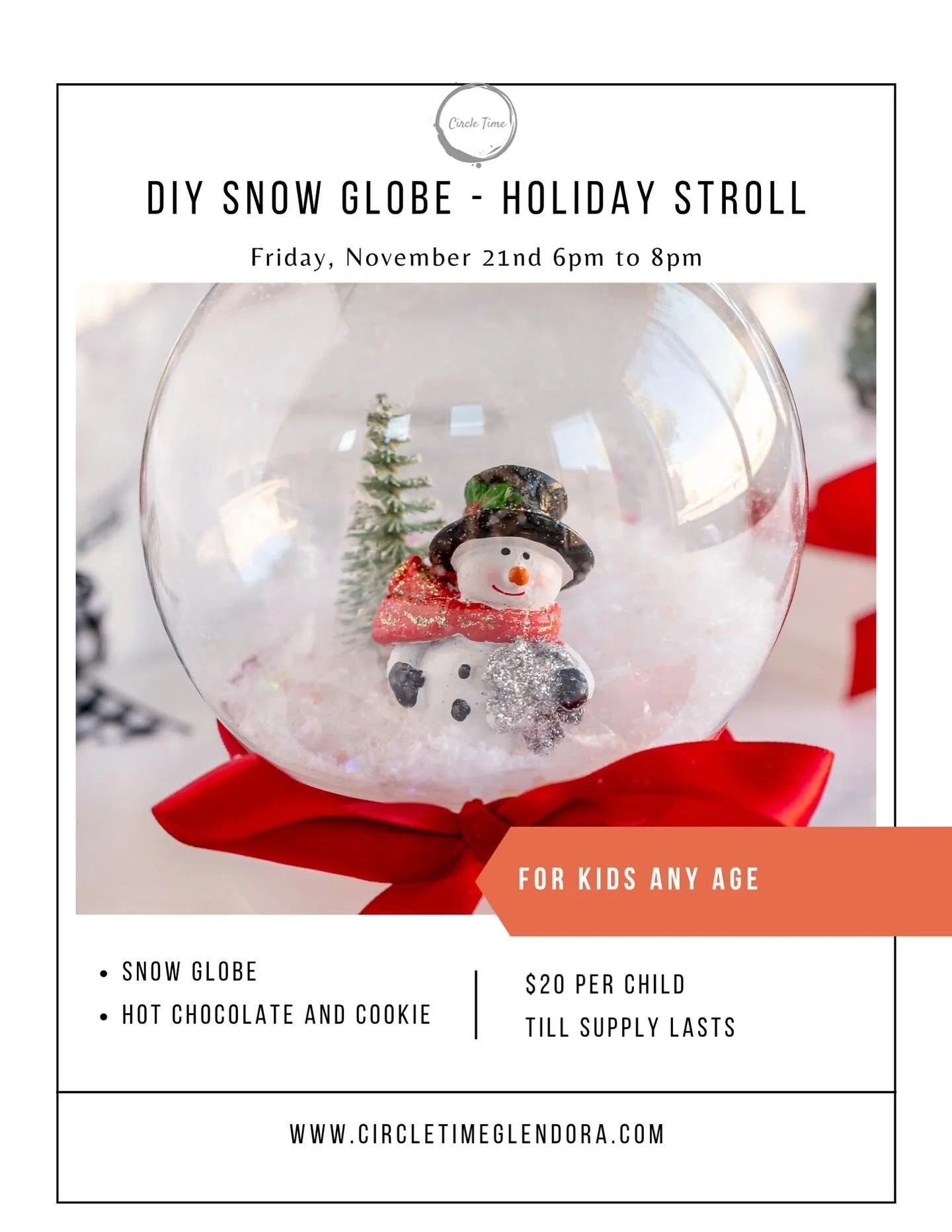 ✨🎄 This Friday in Glendora Village! 🎄✨
Join us for the best event of the year &mdash; the Tree Lighting &amp; Holiday Stroll!

We&rsquo;ll be there from 6pm&ndash;8pm offering:
❄️ DIY Snow Globe Craft for kids
☕ Hot chocolate + cookies to keep ever