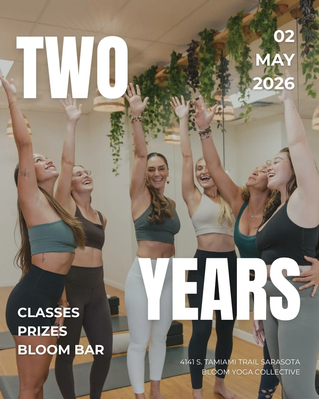 Two years of Bloom&hellip; and we&rsquo;re just getting started 🌿✨
You&rsquo;re invited to celebrate with us 💫

Come move, sip, connect, and celebrate the best yoga studio in Sarasota 🤍

✨ Here&rsquo;s what&rsquo;s happening:
🌿 Yoga + Pilates cla