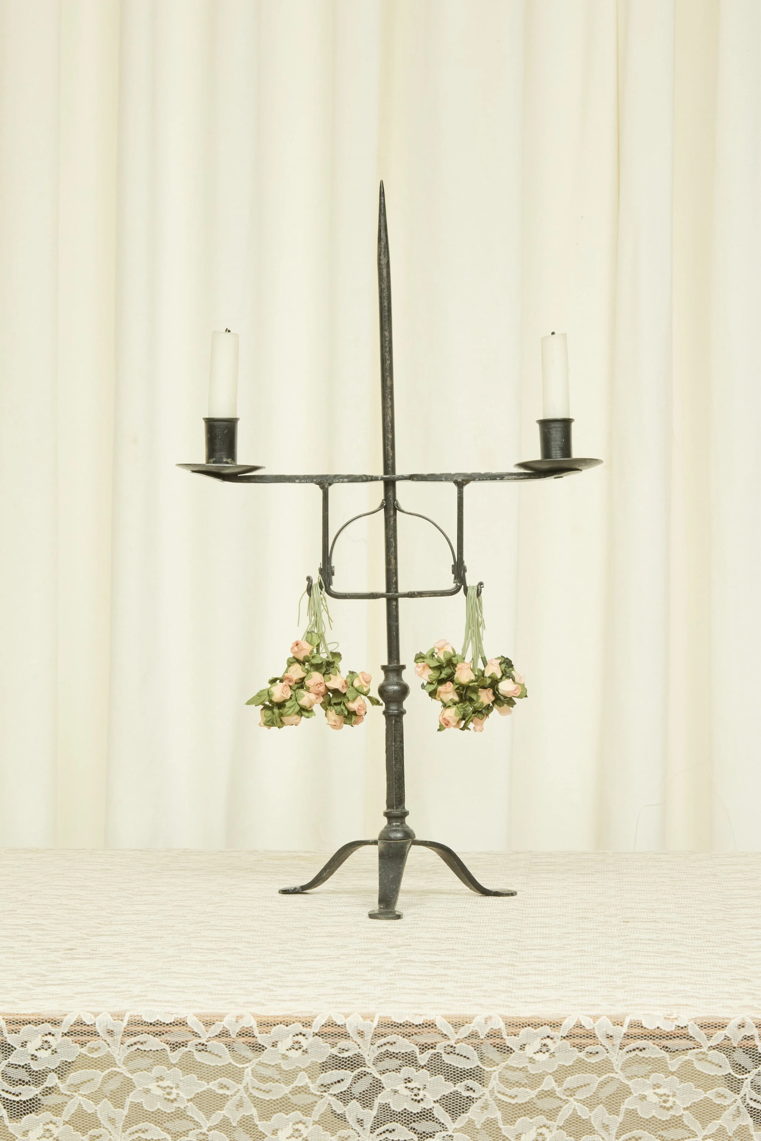 Antique Forged Adjustable Candelabra