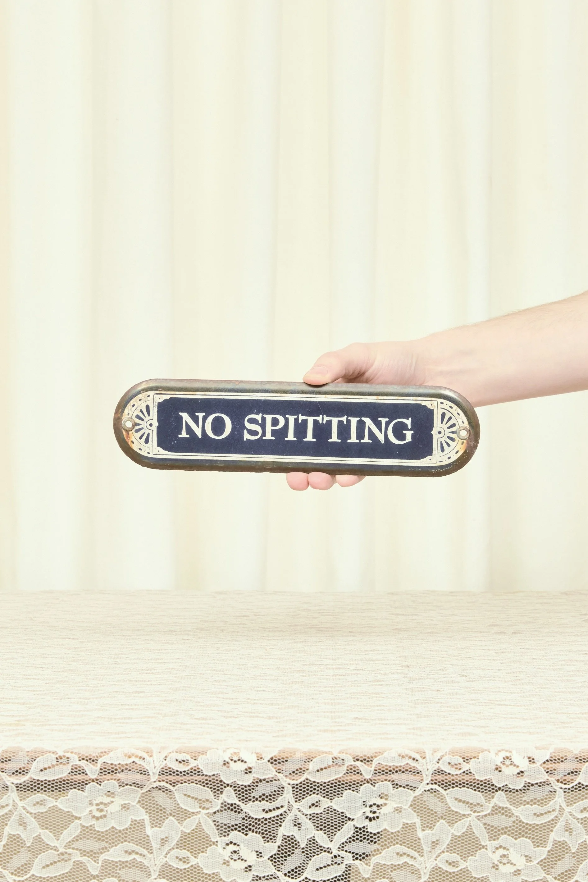 Vintage Metal "No Spitting" Plaque