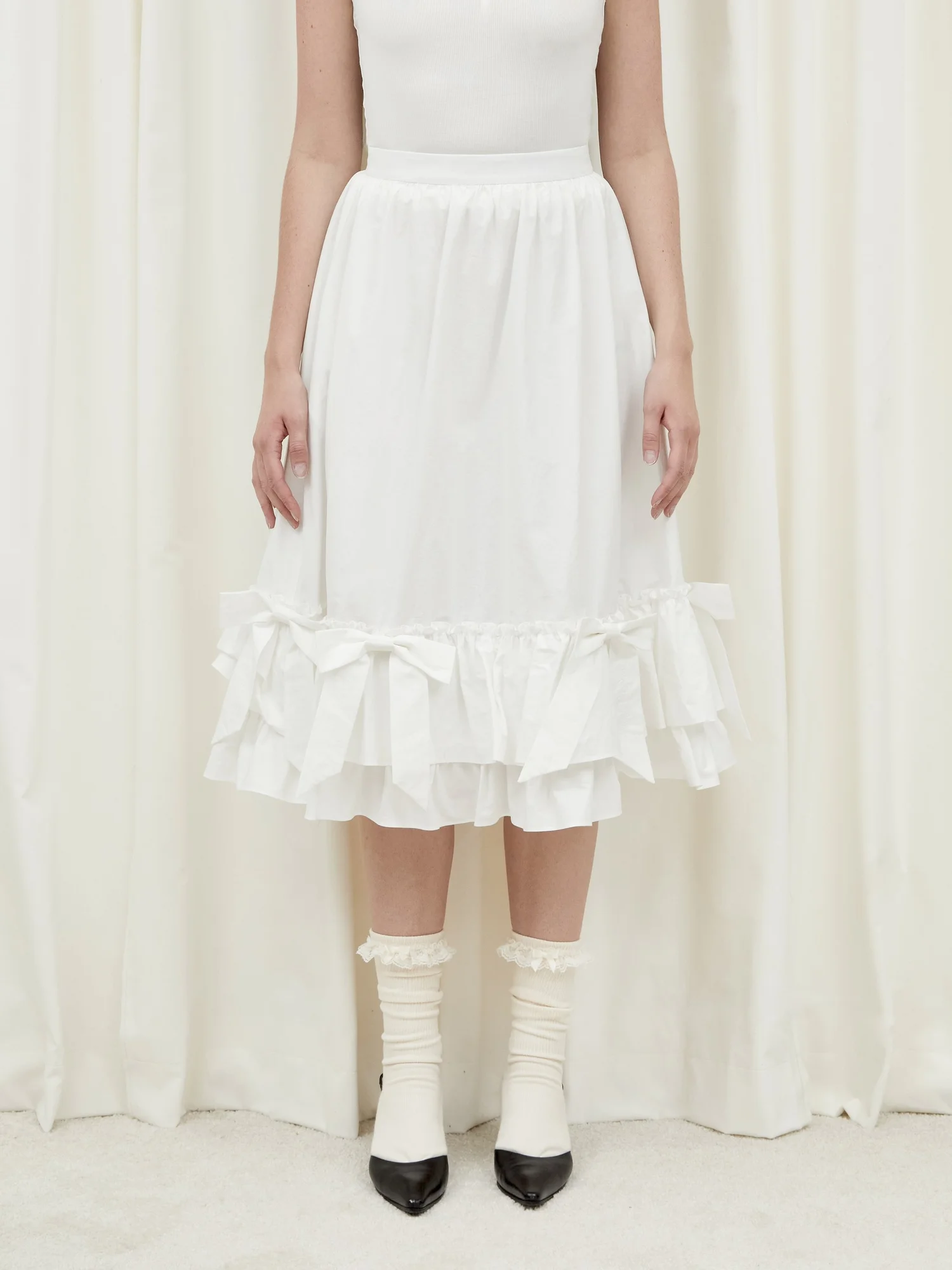 Lizette Bow Skirt - White — Tanner Fletcher 