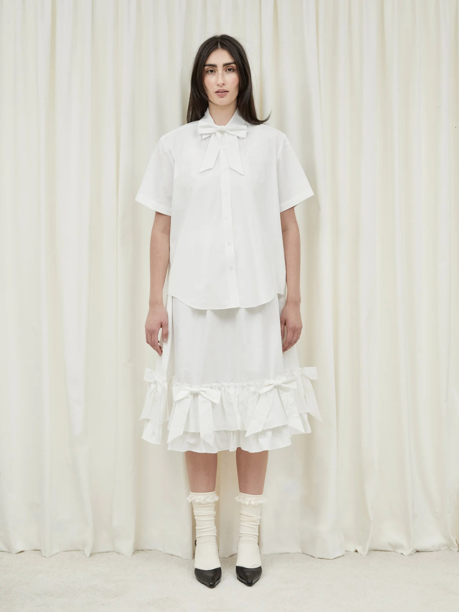 Lizette Bow Skirt - White — Tanner Fletcher 