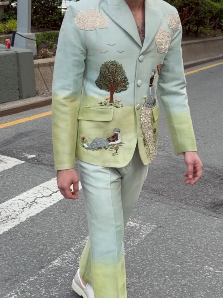 BTS of our Met Gala look for @bensplatt 🤍
It is one of the most complicated looks we have ever made at Tanner Fletcher and it features around 120 hours of hand painting, beading and embroidering!

The look is inspired by Georges Seurat&rsquo;s &ldqu