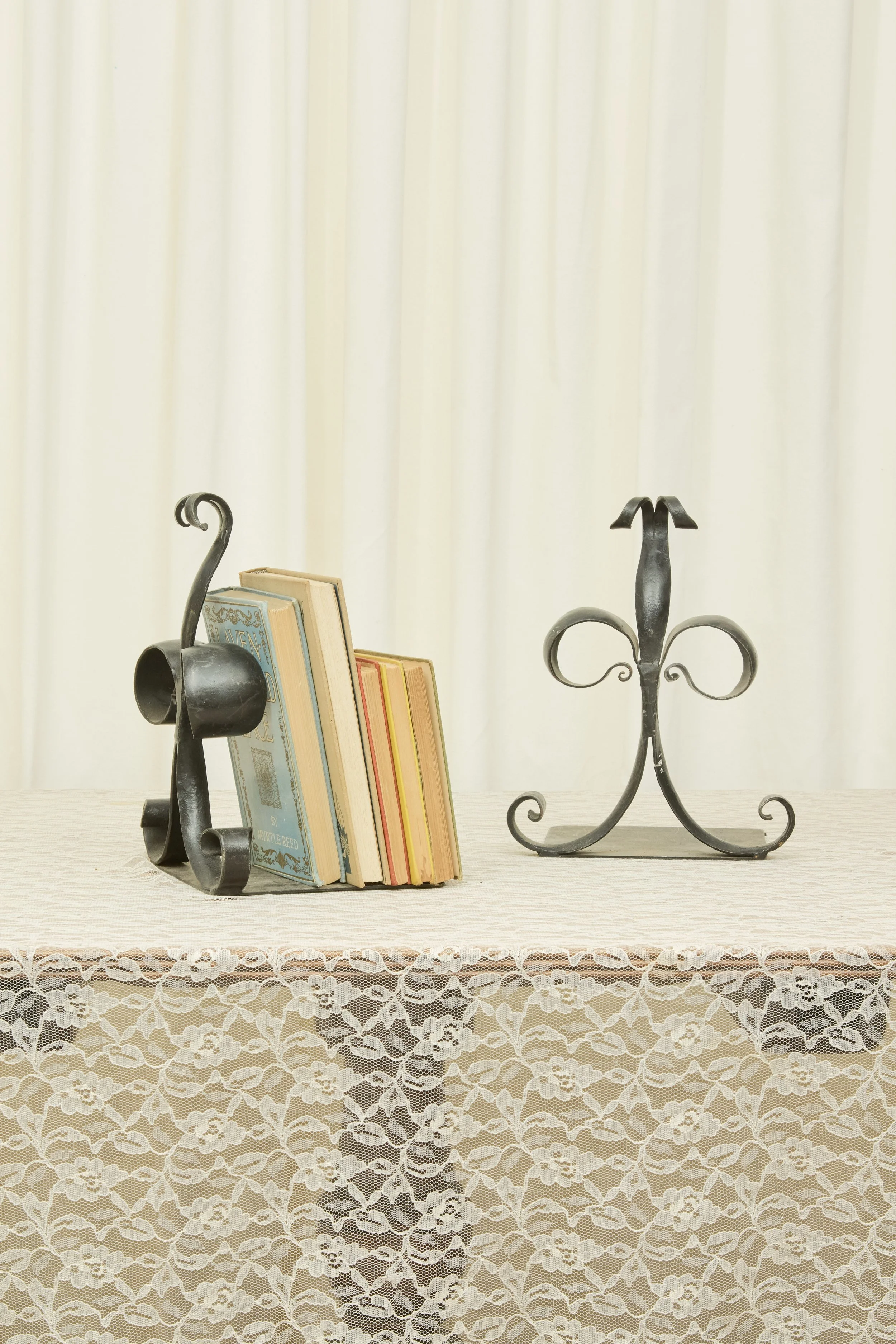 Vintage Large Forged Iron Bookends Set/2