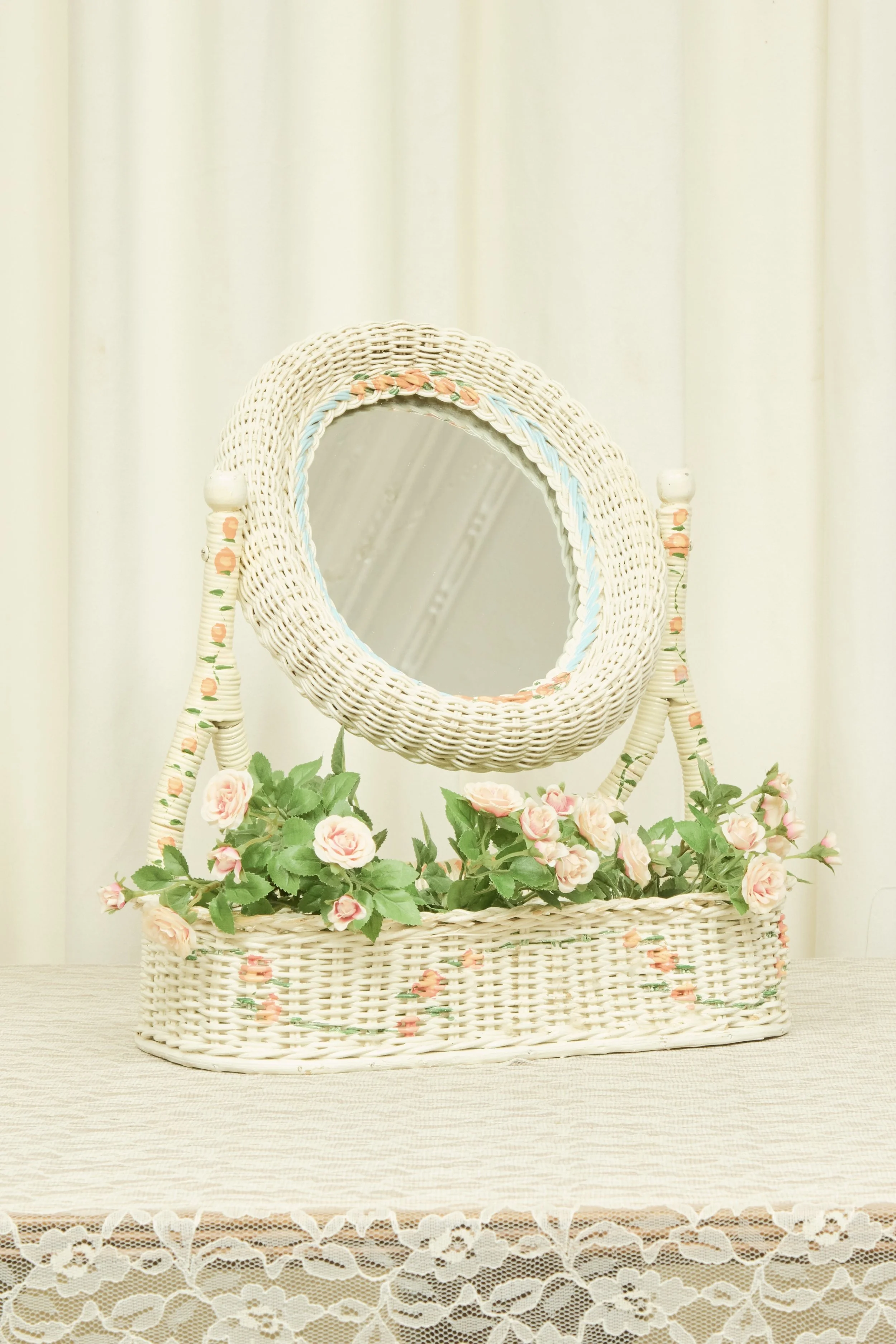 Vintage Wicker Vanity Mirror