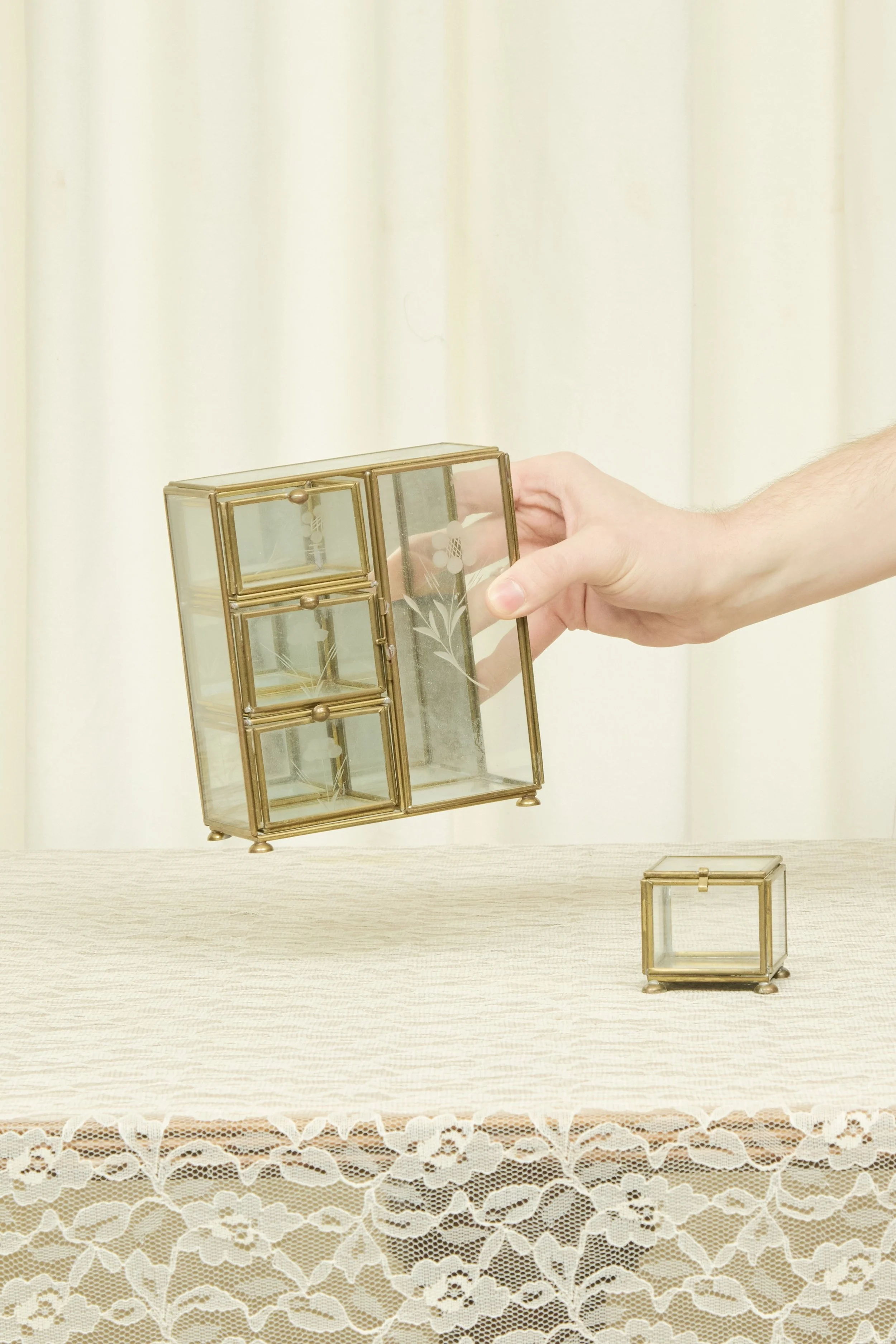 Vintage Mirrored Jewelry Storage Set/2