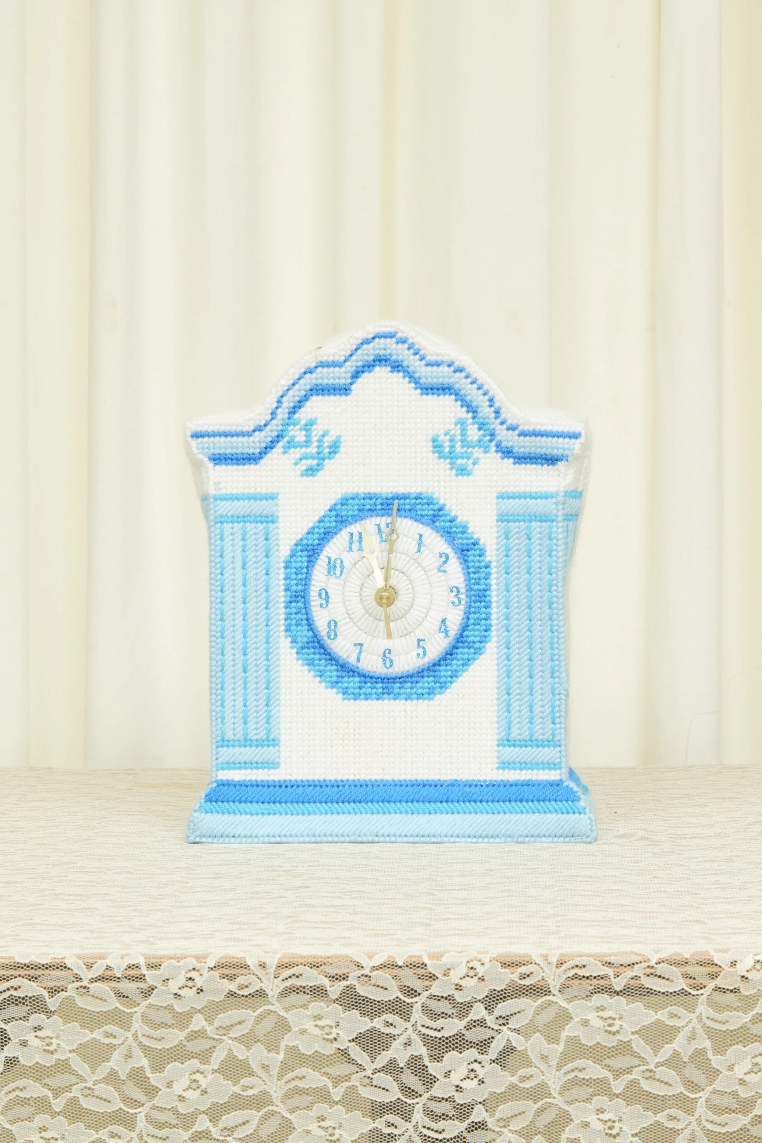 Vintage Needlepoint Mantle Clock