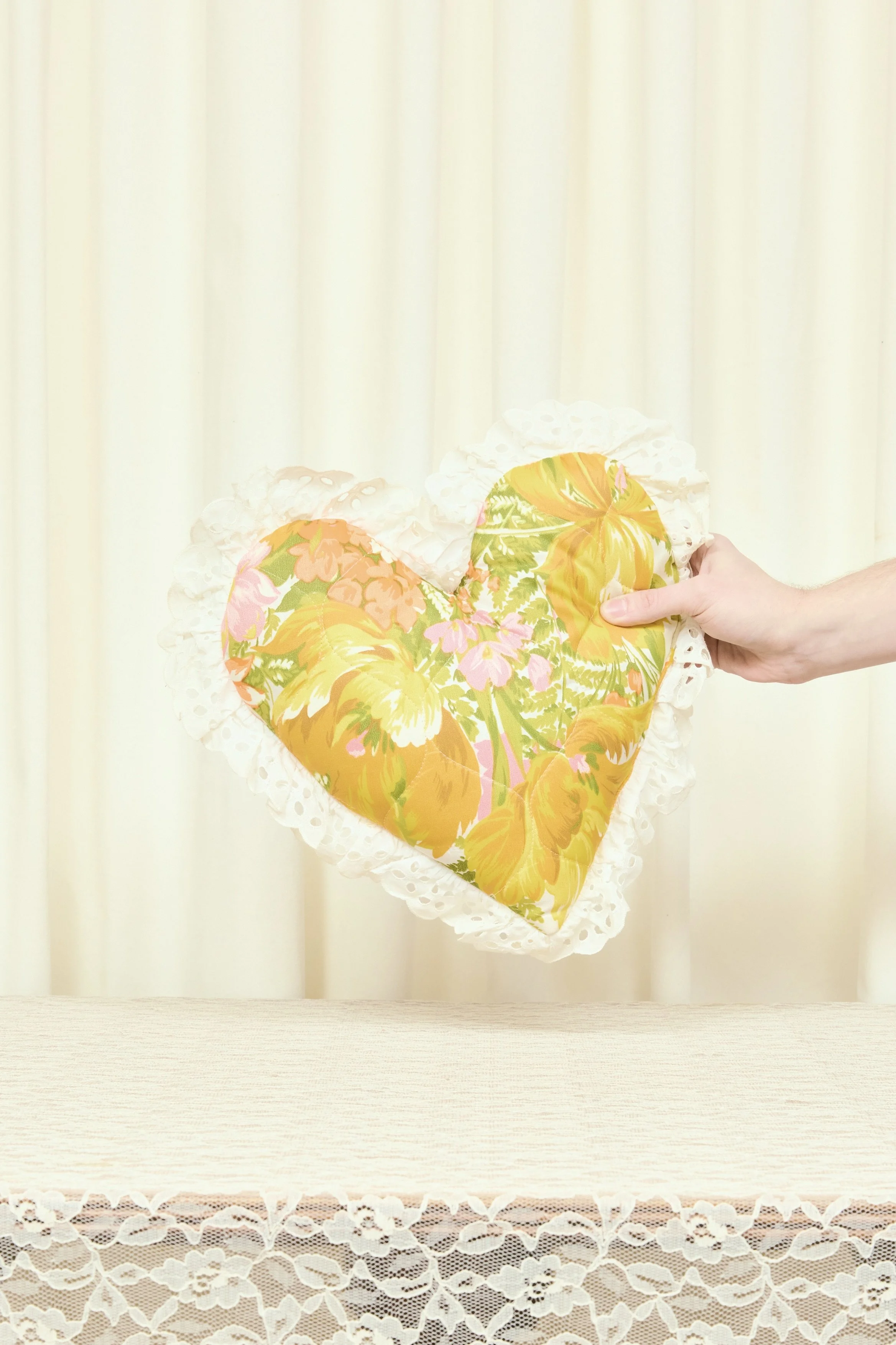 Vintage Quilted Heart Pillow