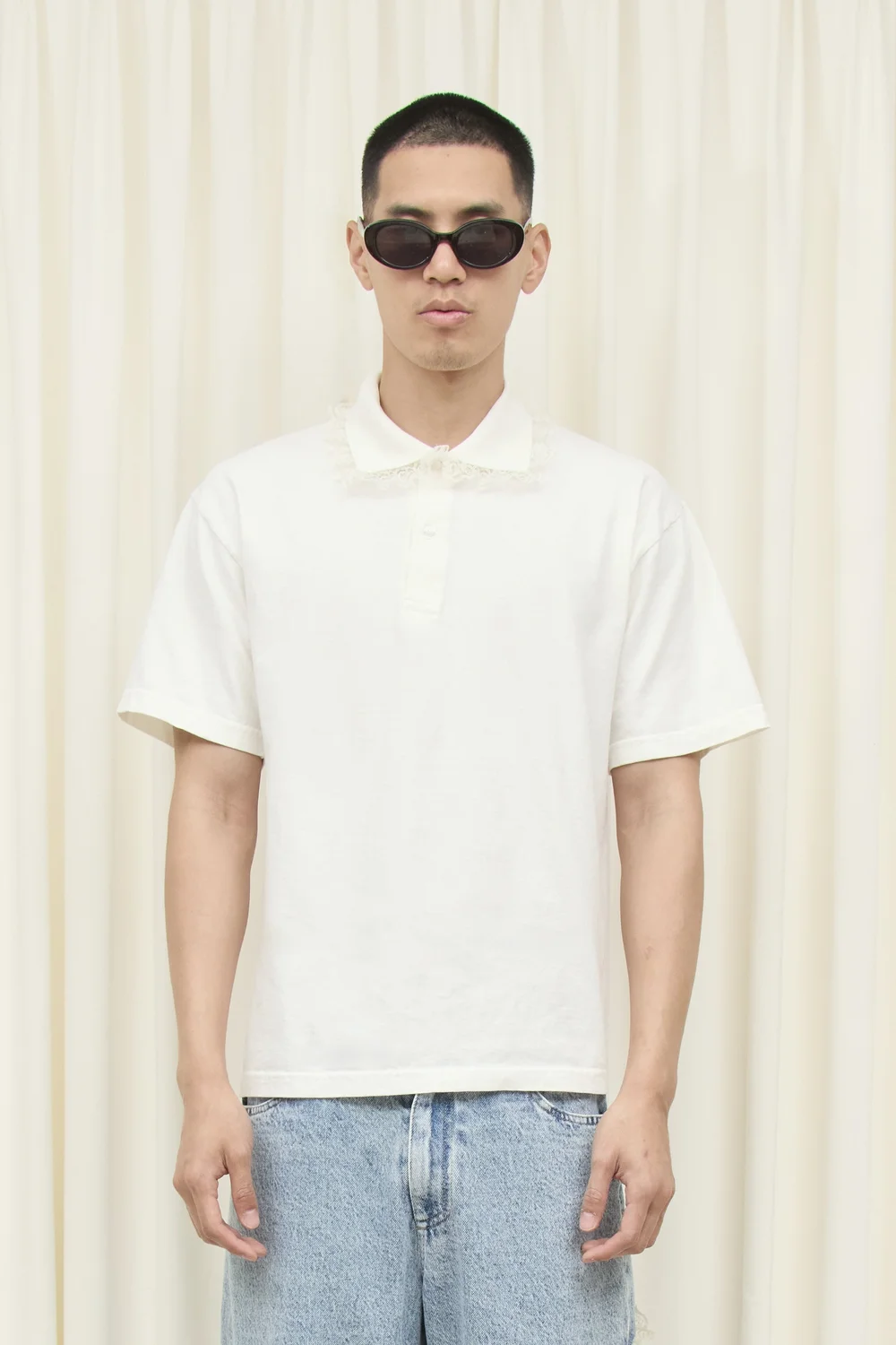 Cletus Lace Trim Long Sleeve Polo — Tanner Fletcher