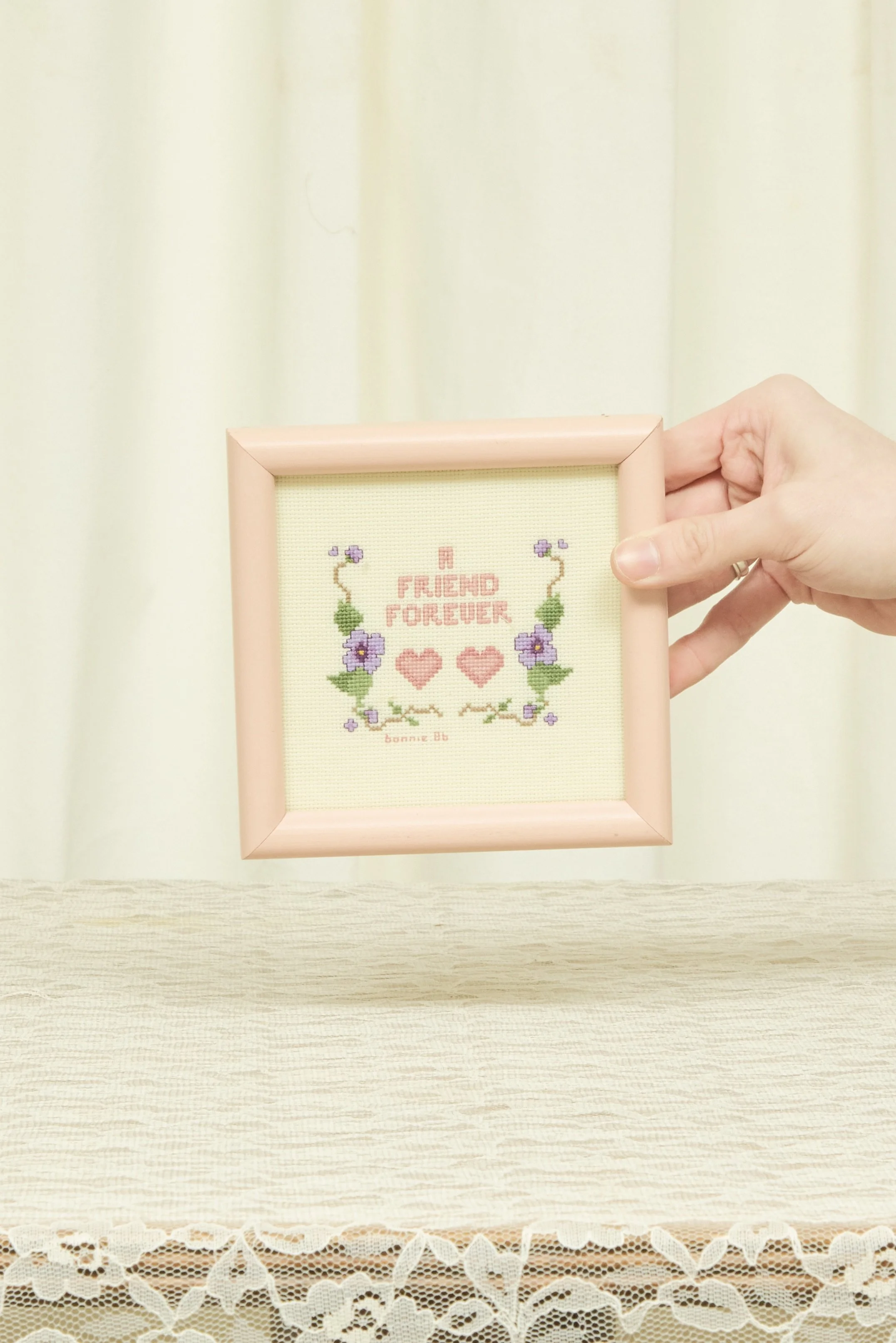 Vintage "A Friend Forever" Framed Cross Stitch