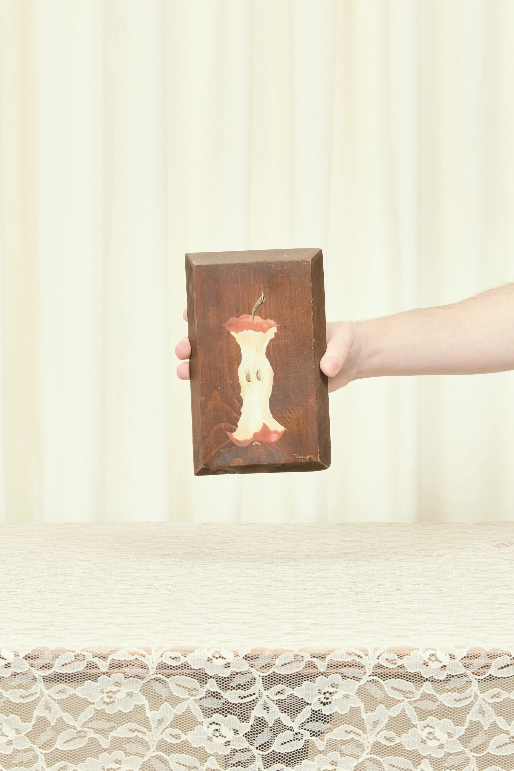 Vintage Painted Apple Core Wall Plaque