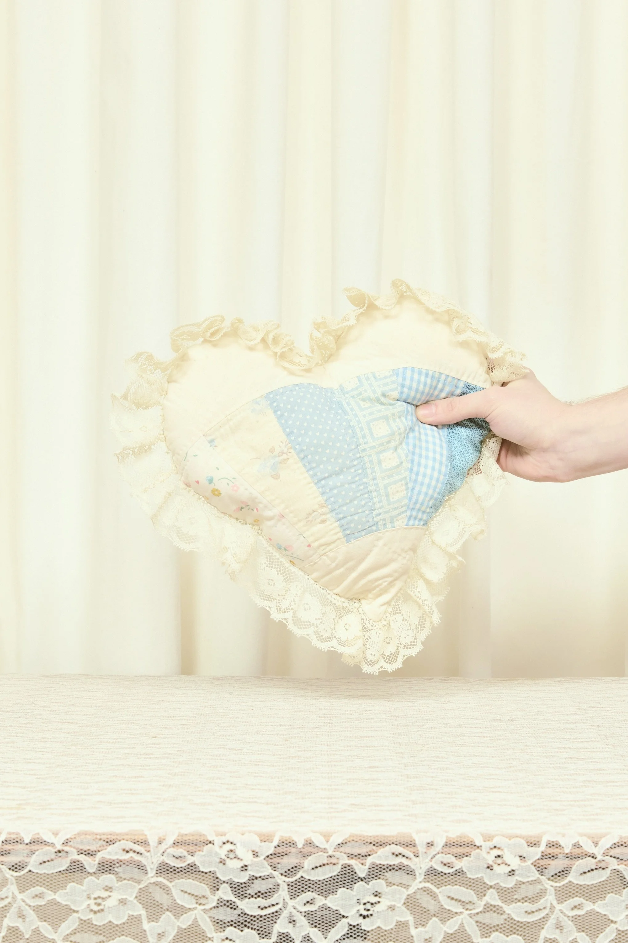 Vintage Quilted Heart Pillow