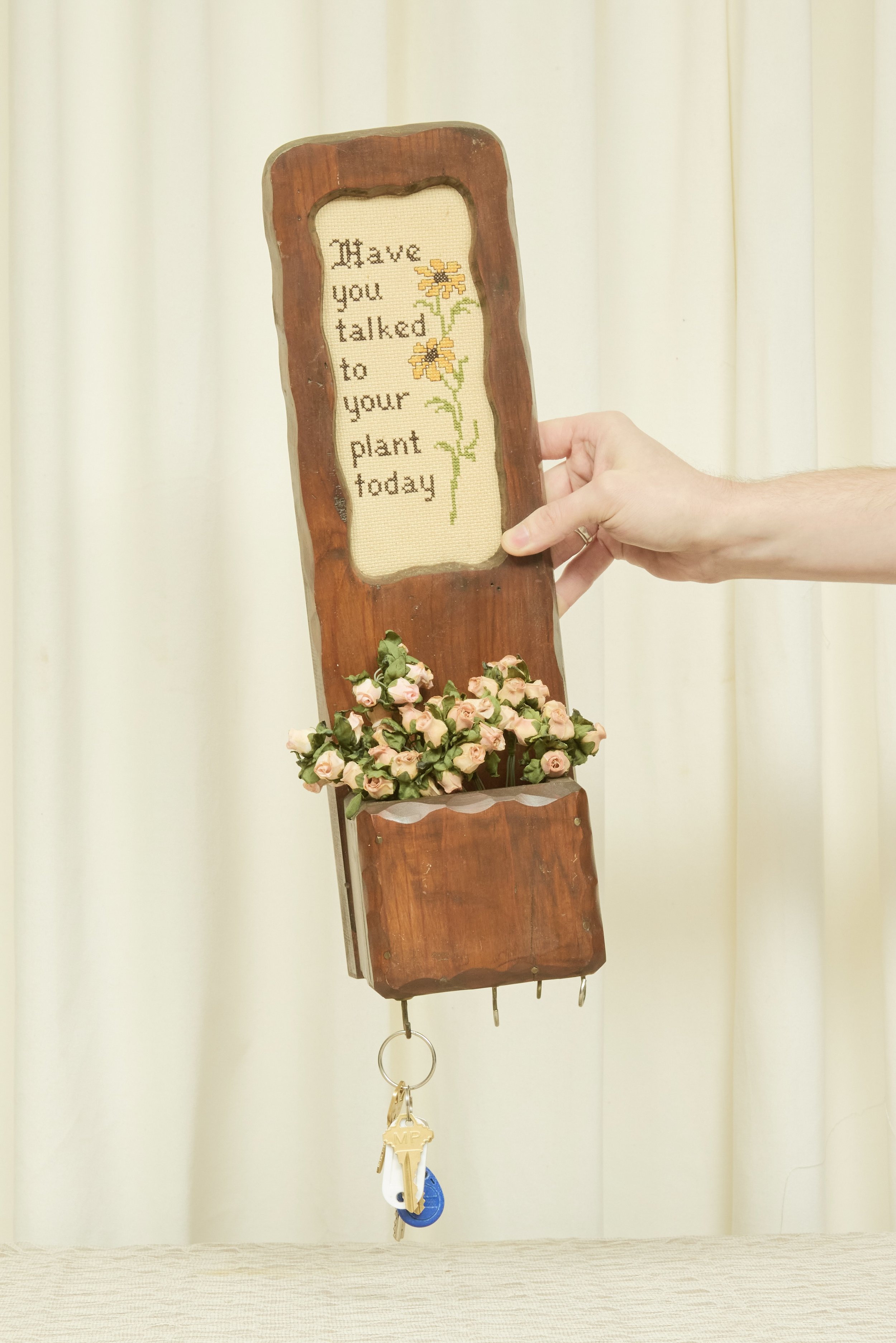 Vintage Needlepoint Wall Hooks/Catchall