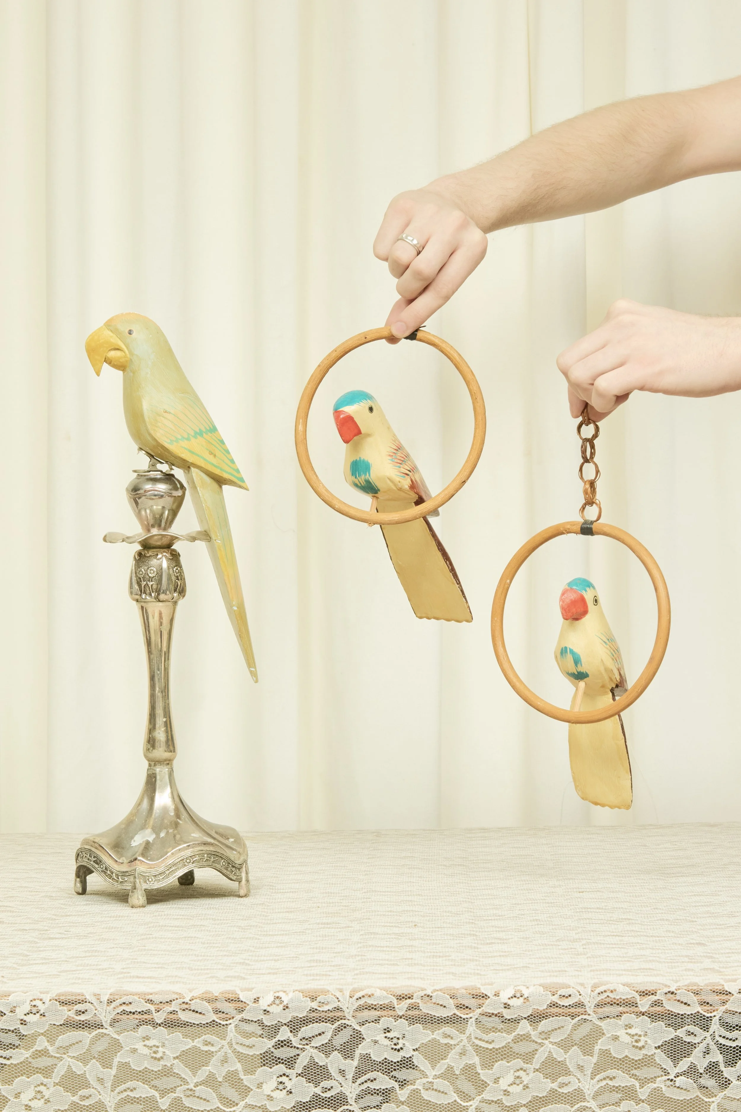 Vintage Folk Art Parrot Set/3