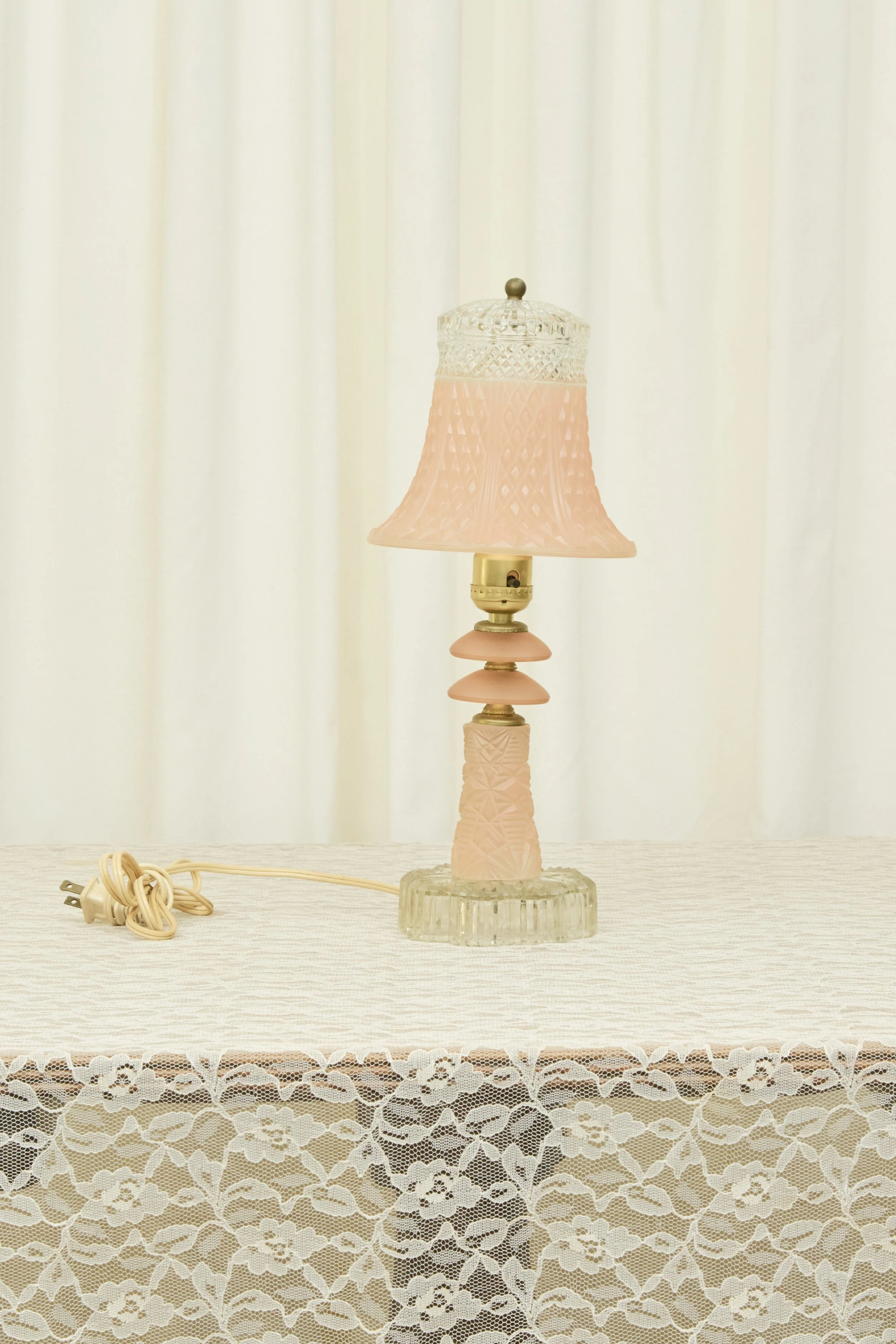 Vintage Pink Glass Lamp