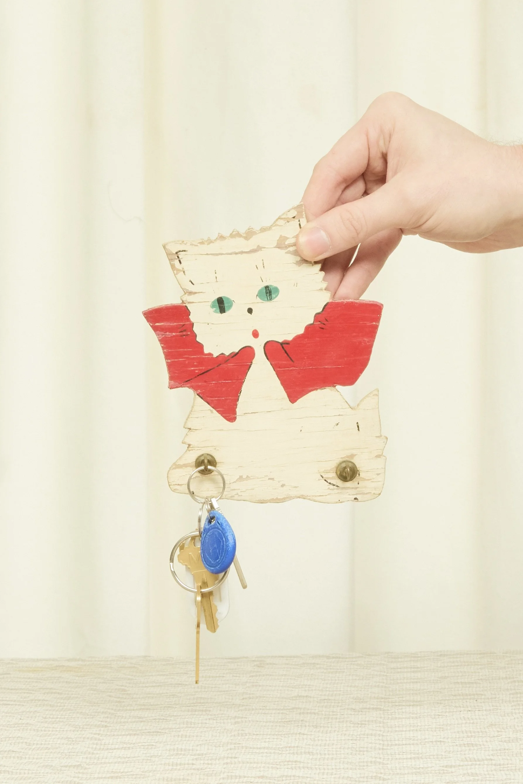 Antique Folk Art Cat Wall Hook