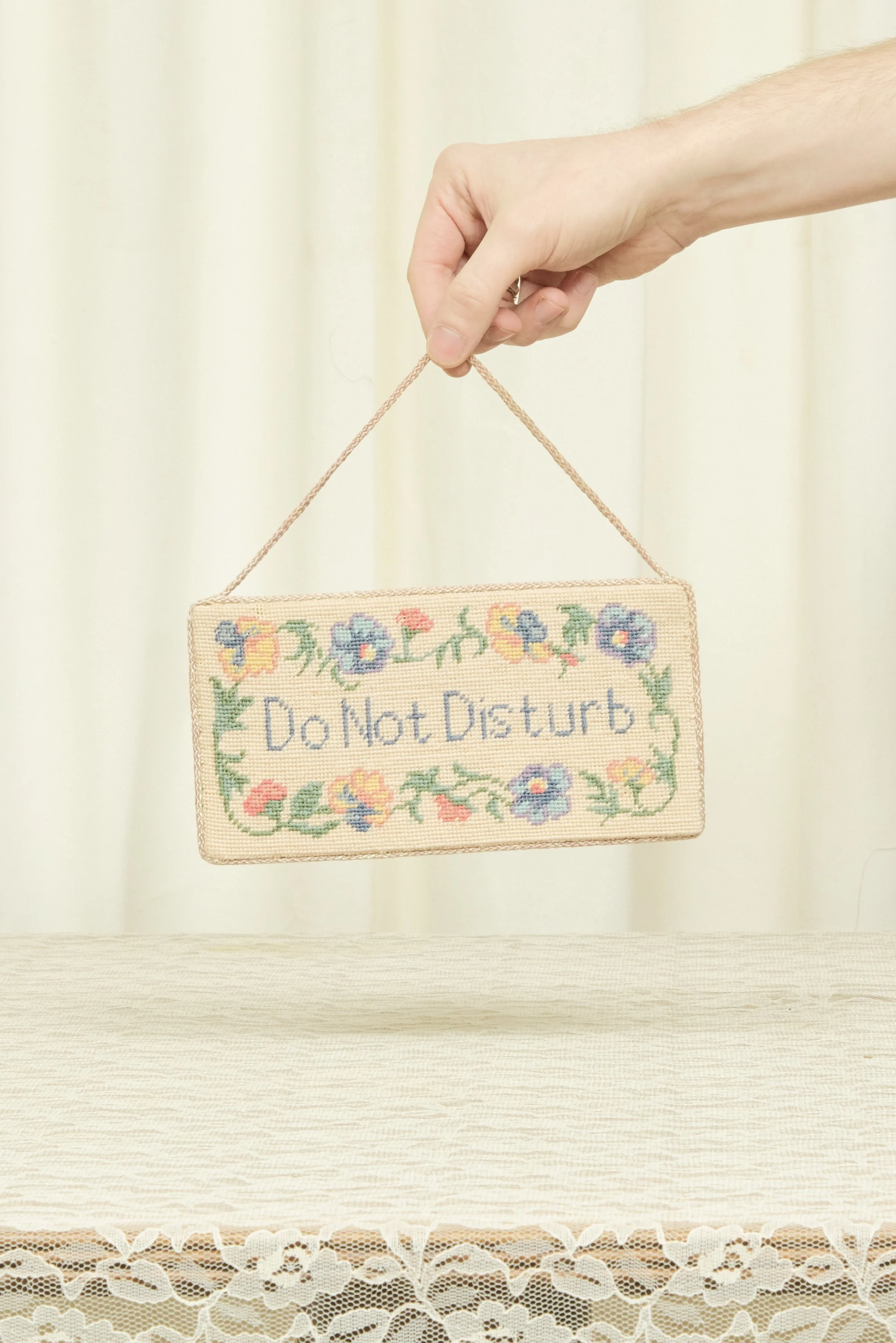 Vintage "Do Not Disturb" Needlepoint Sign