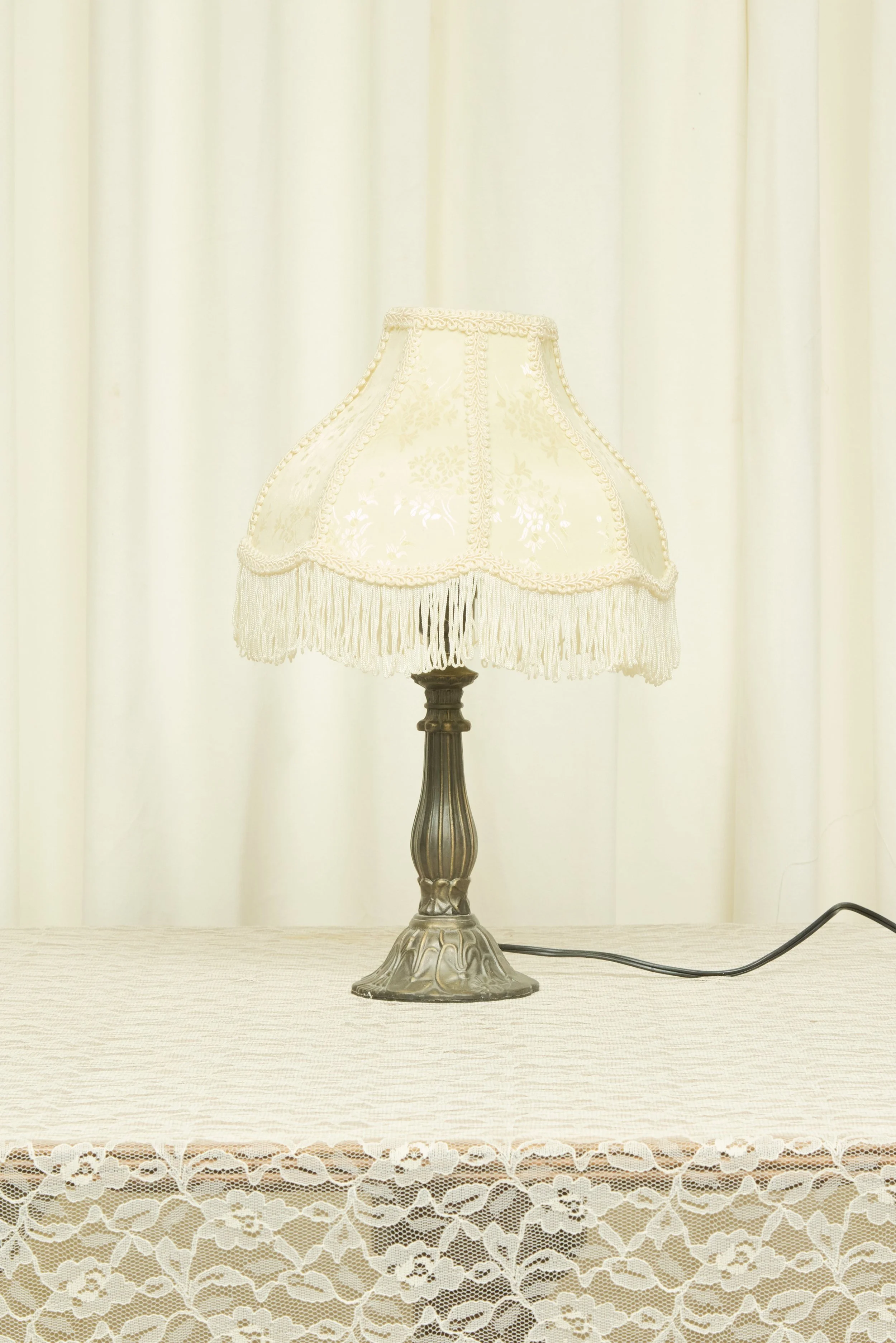 Vintage Lamp with Fringe Lampshade