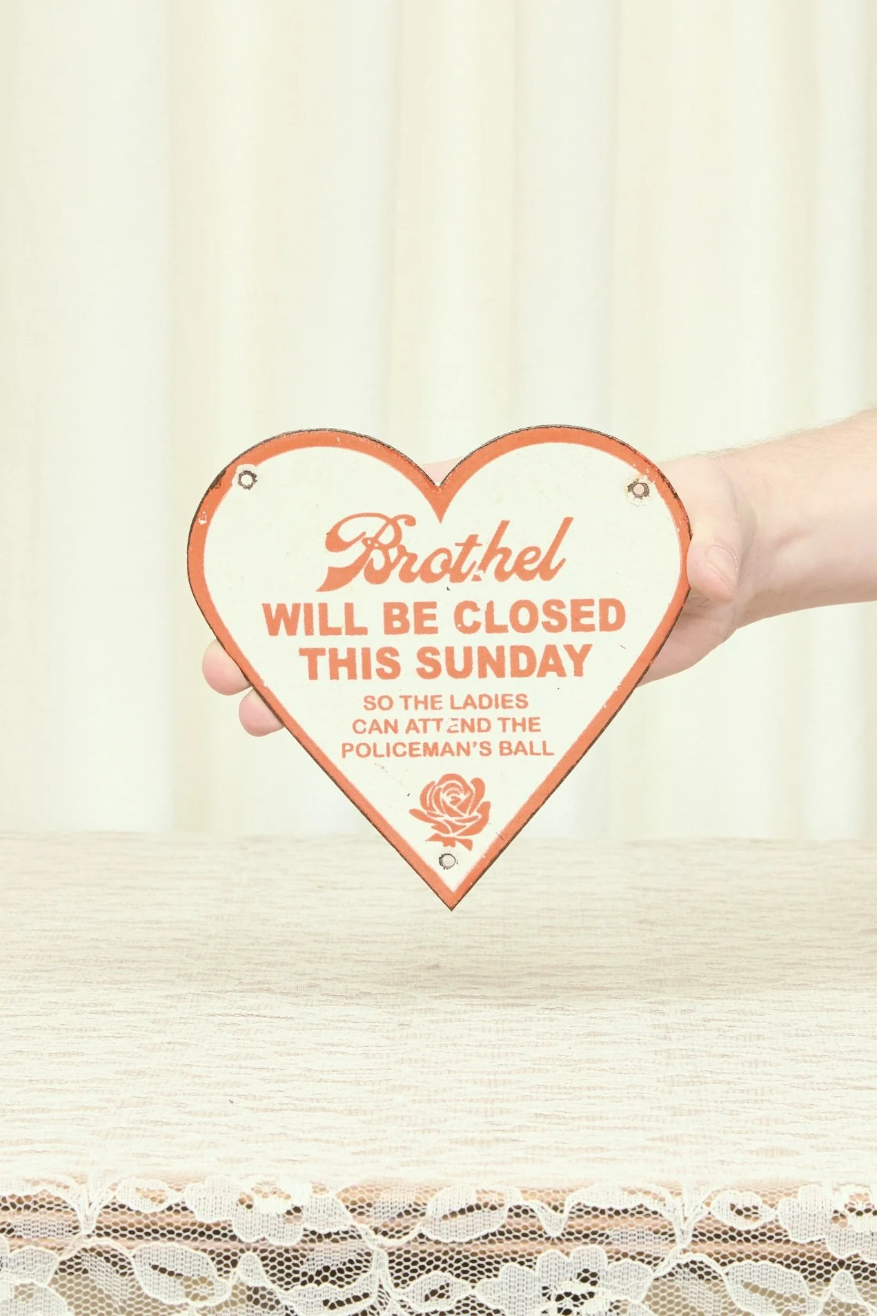 Vintage Porcelain Heart Brothel Sign (1930's)