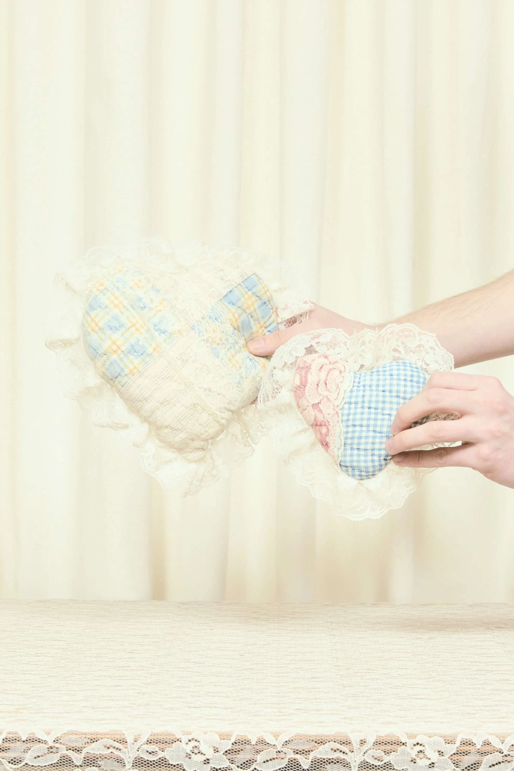 Vintage Quilted Heart Pillow Set/2