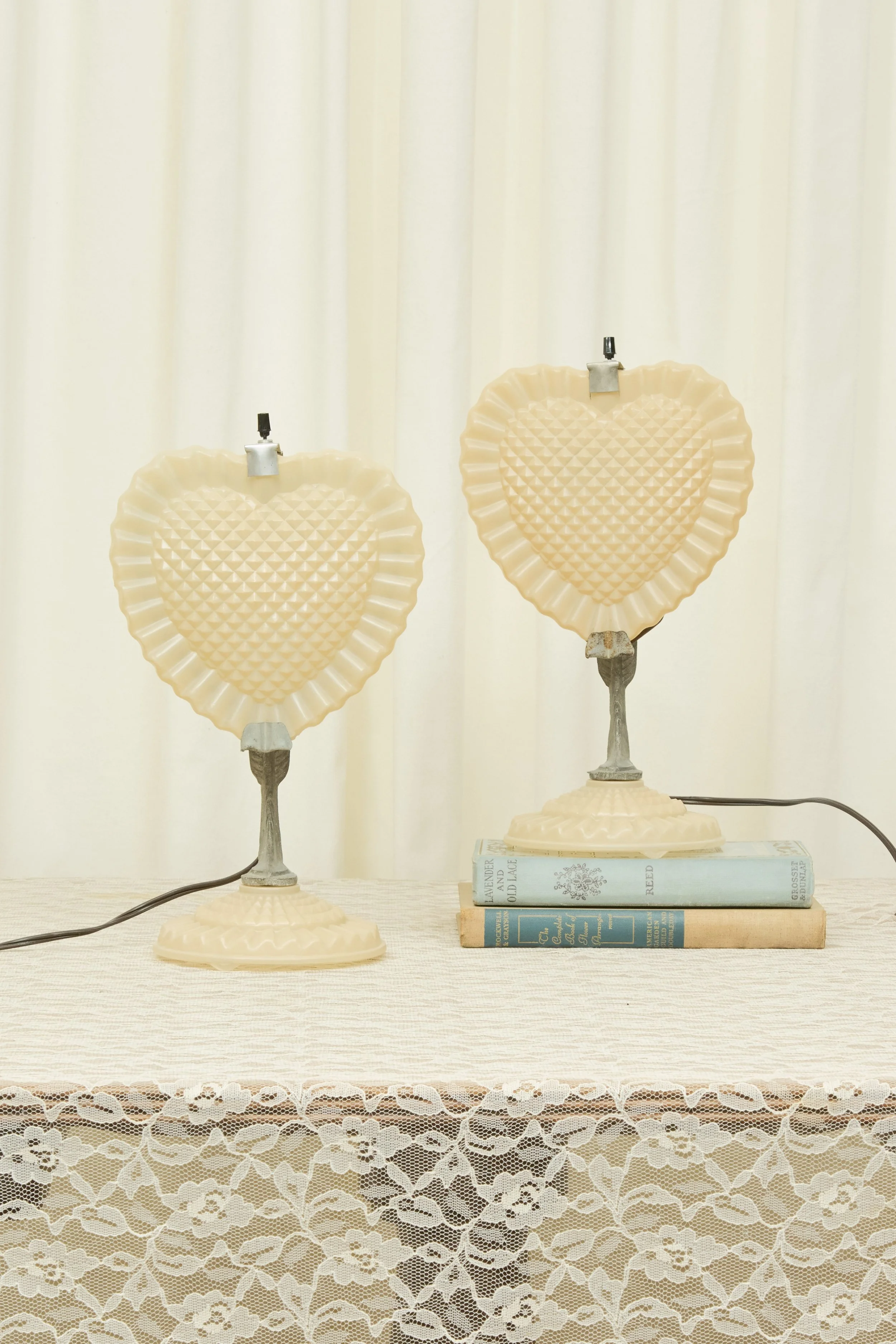 Vintage Heart Shaped Boudoir Lamps