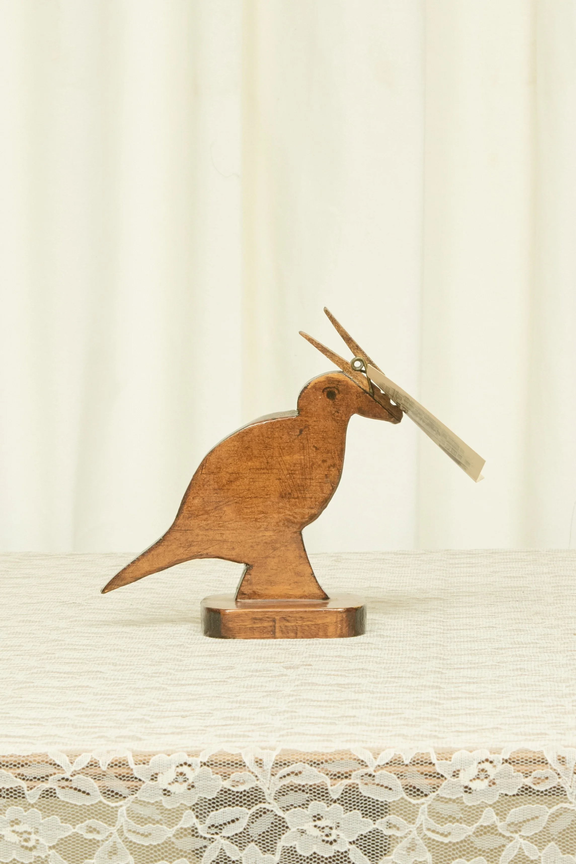 Vintage Folk Art Bird Note Holder
