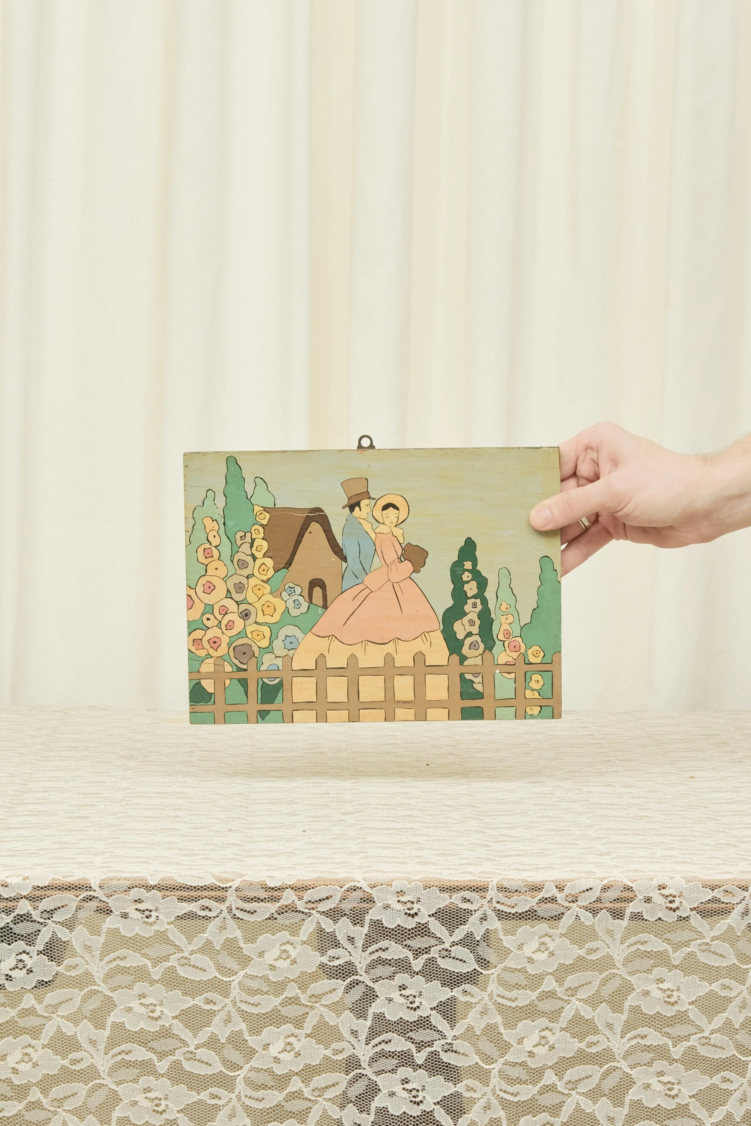 Vintage Folk Art Couple Painting