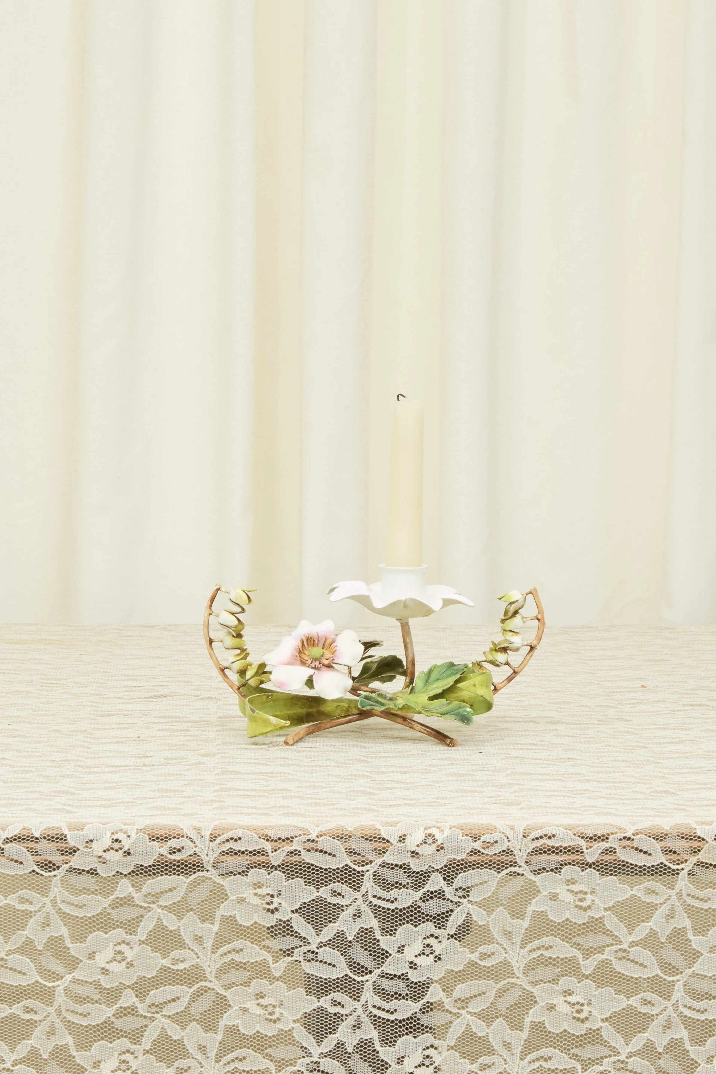 Vintage Metal Flower Candle Holder